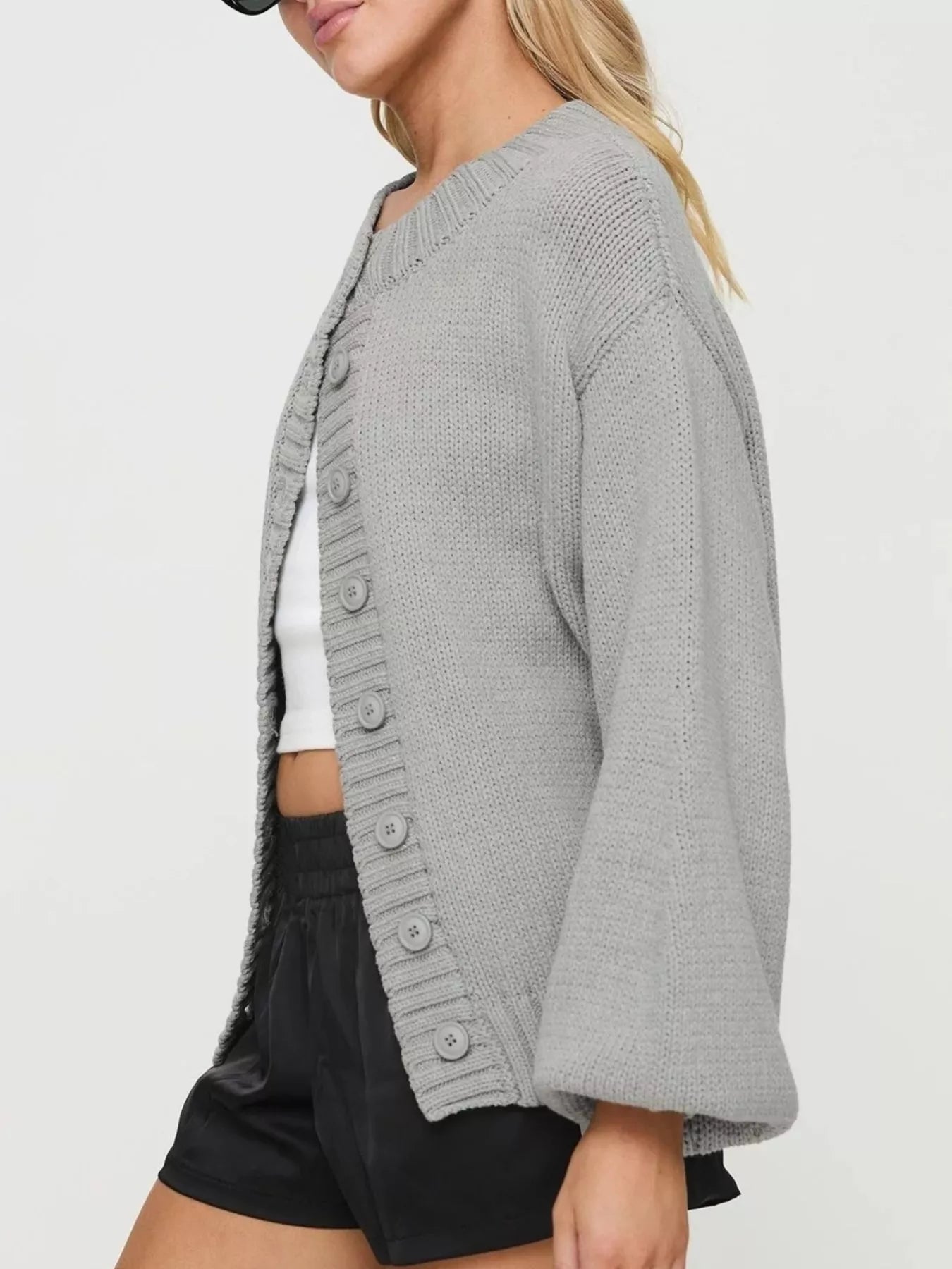 Full Size Button - Down Knit Cardigan Plus Size - PBNJ FASHIONS