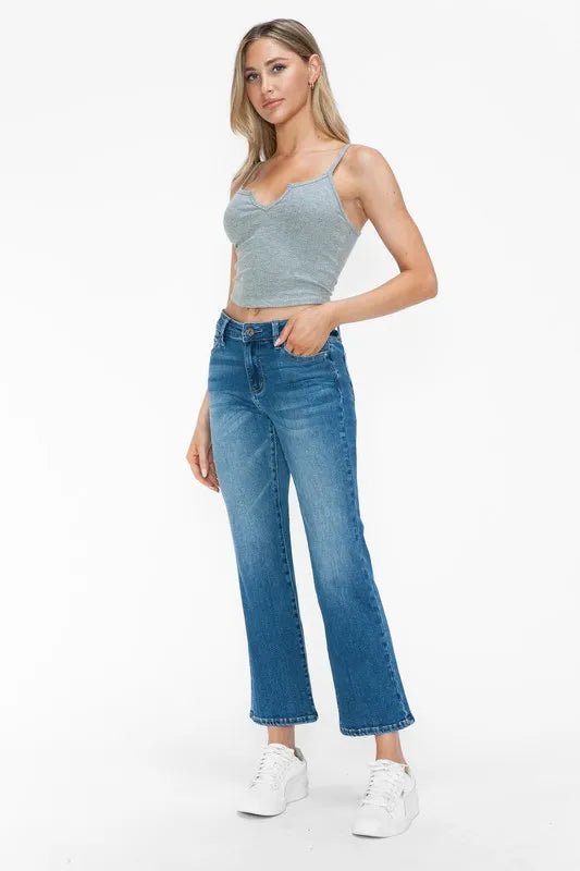 bytos Full Size Cat's Whiskers Mid Rise Ankle Jeans - PBNJ FASHIONS