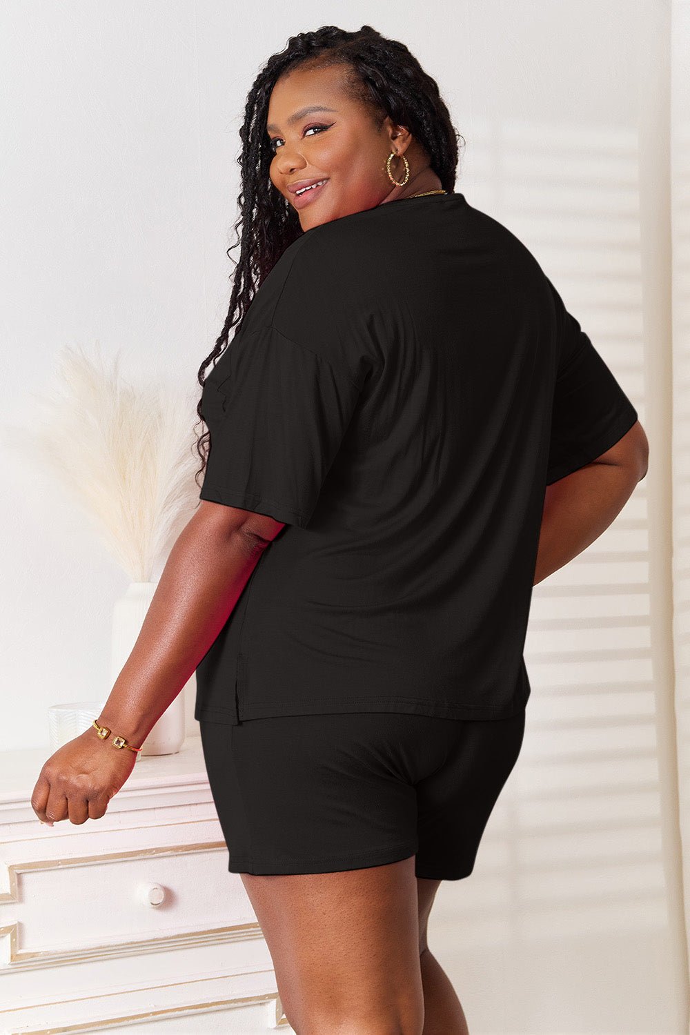 Basic Bae Full Size Soft Rayon Half Sleeve Top and Shorts Set - PBNJ FASHIONS