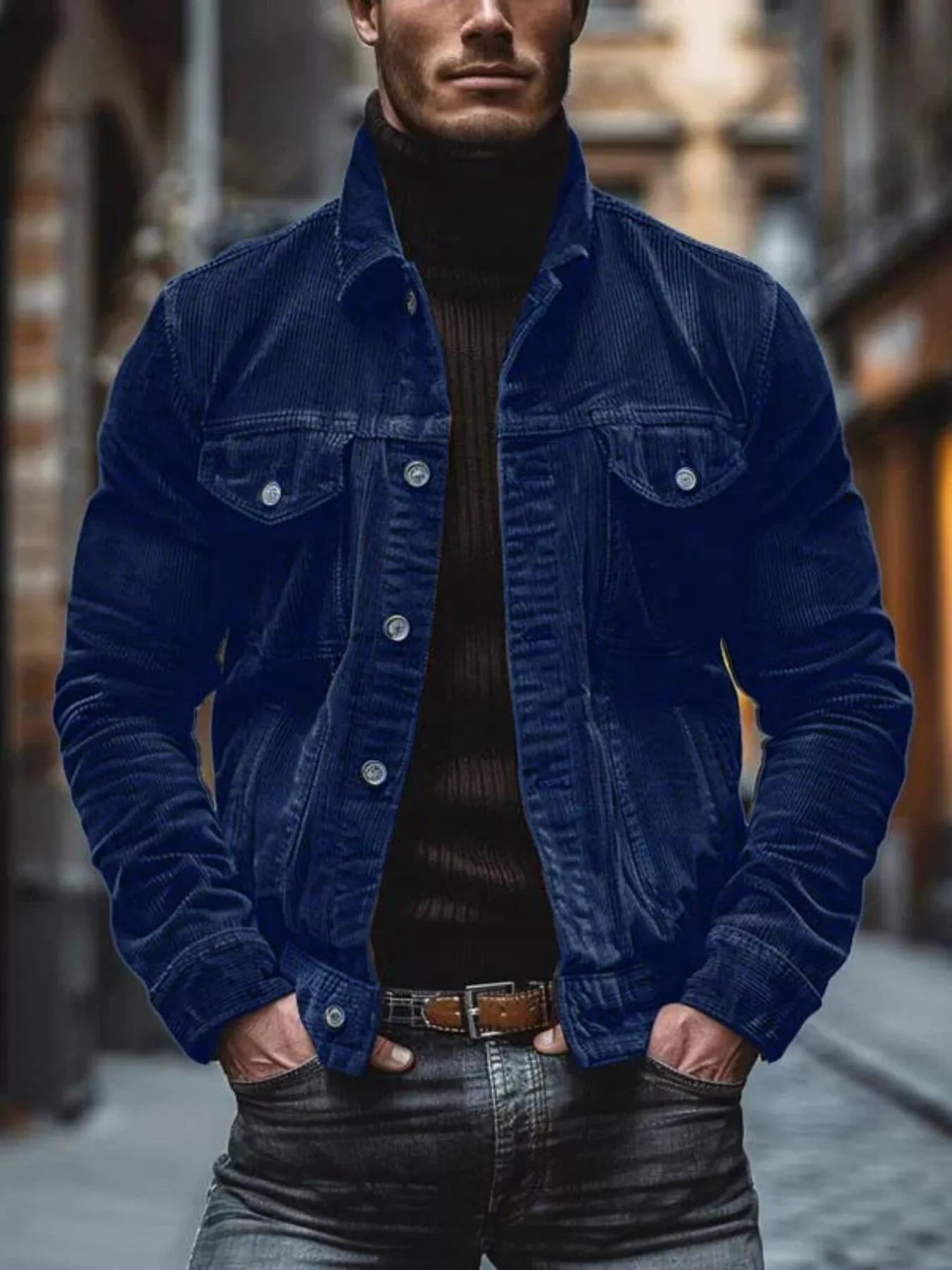Men's Full Size Corduroy Button - Down Jacket Plus Size - PBNJ FASHIONS