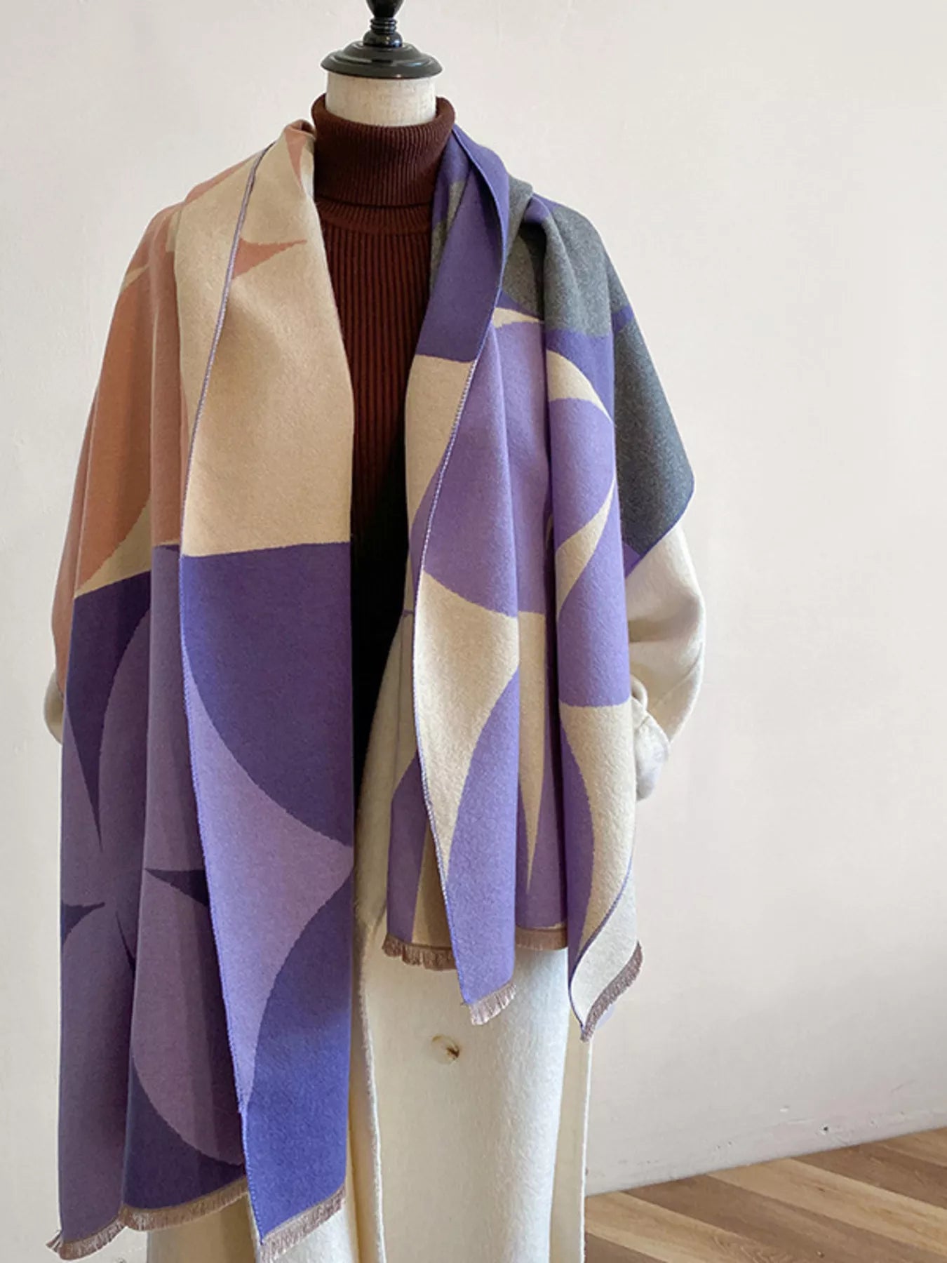 Contrast Raw Hem Scarf - PBNJ FASHIONS