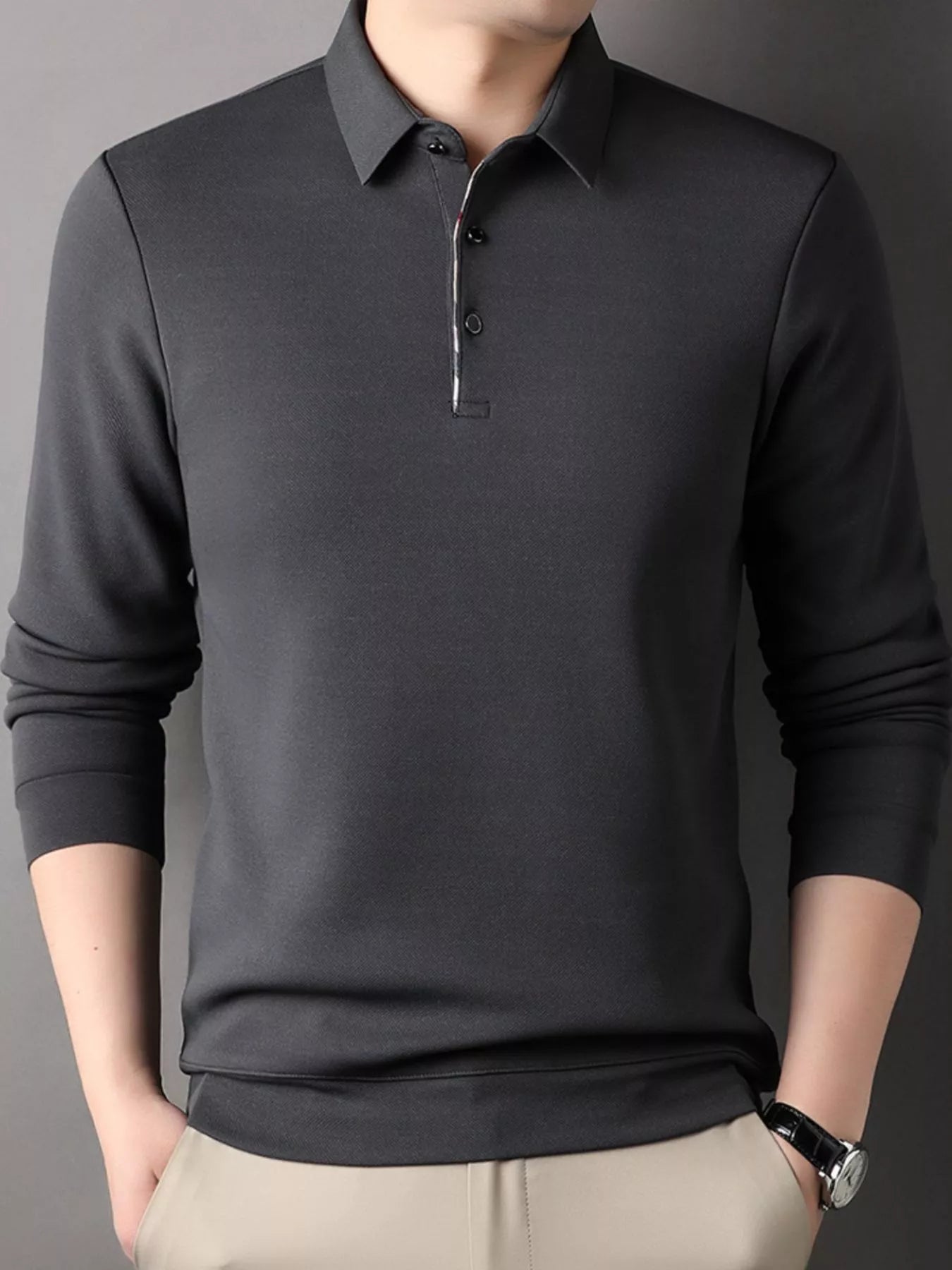 Men's Plus Size Long Sleeve Classic Fit Polo - PBNJ FASHIONS