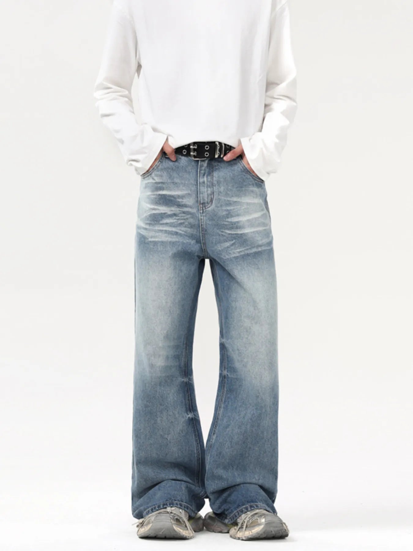 Men's Wash Wide Leg Jeans - PBNJ FASHIONS
