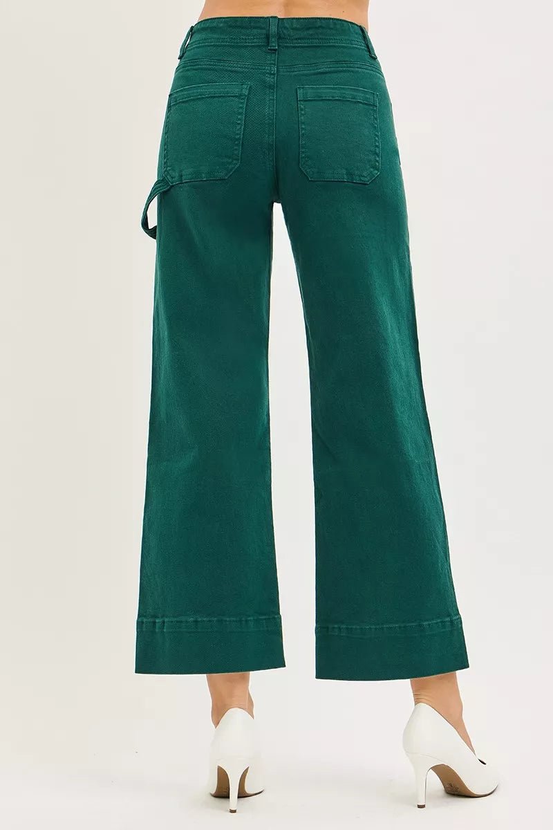 RISEN Tummy Control High Rise Crop Wide No Waist Band Pants - PBNJ FASHIONS