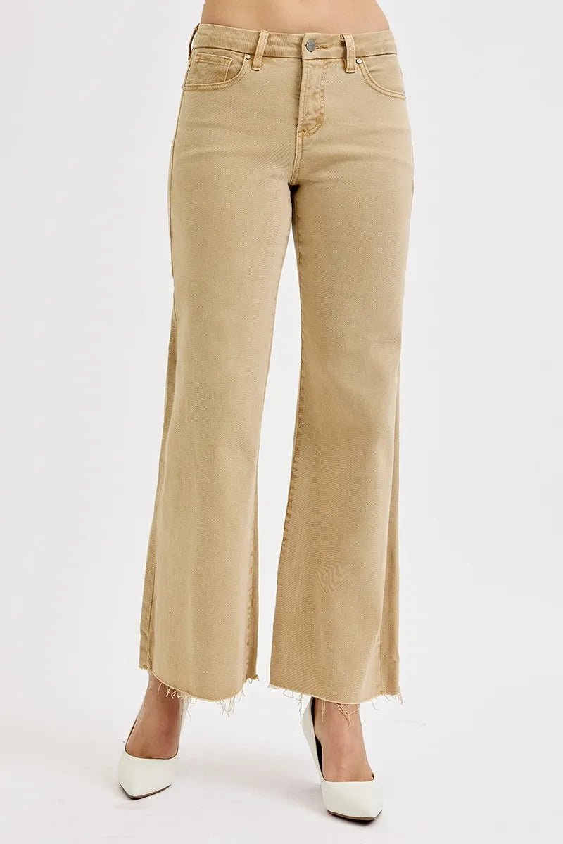 RISEN Full Size Raw Hem Wide Leg Jeans Plus Size - PBNJ FASHIONS
