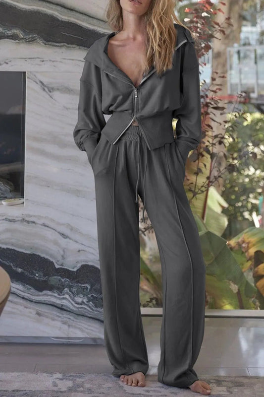 Zip - Up Hoodie and Pants Active Set - PBNJ FASHIONS