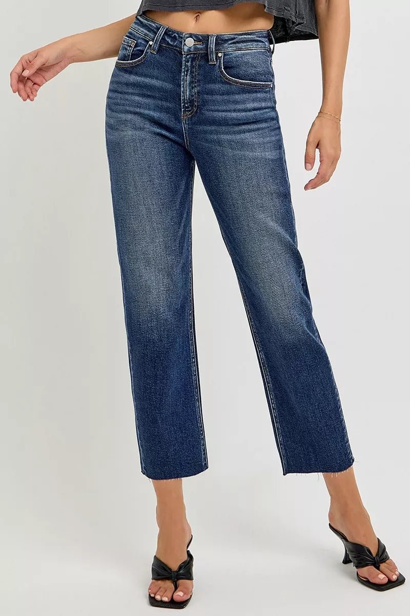 RISEN High Rise Slim Barrel Jeans - PBNJ FASHIONS