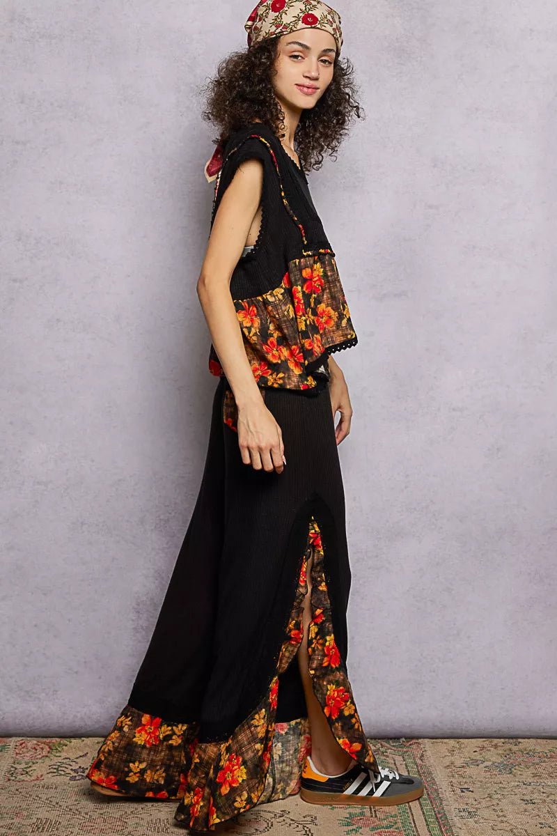 POL Lace Detail Floral Cropped Ruffled Top - PBNJ FASHIONS