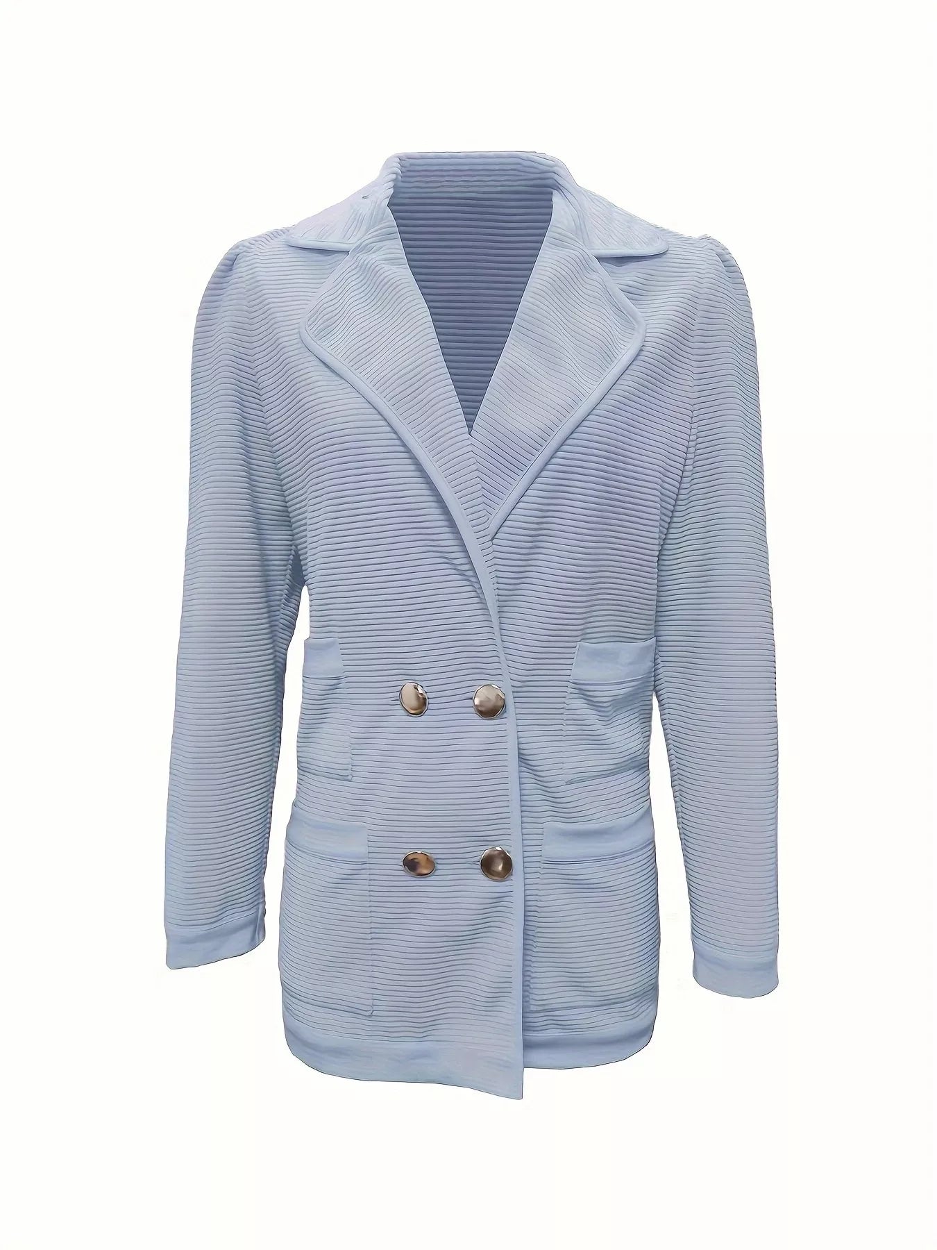 Texture Knit Double - Breasted Blazer - PBNJ FASHIONS