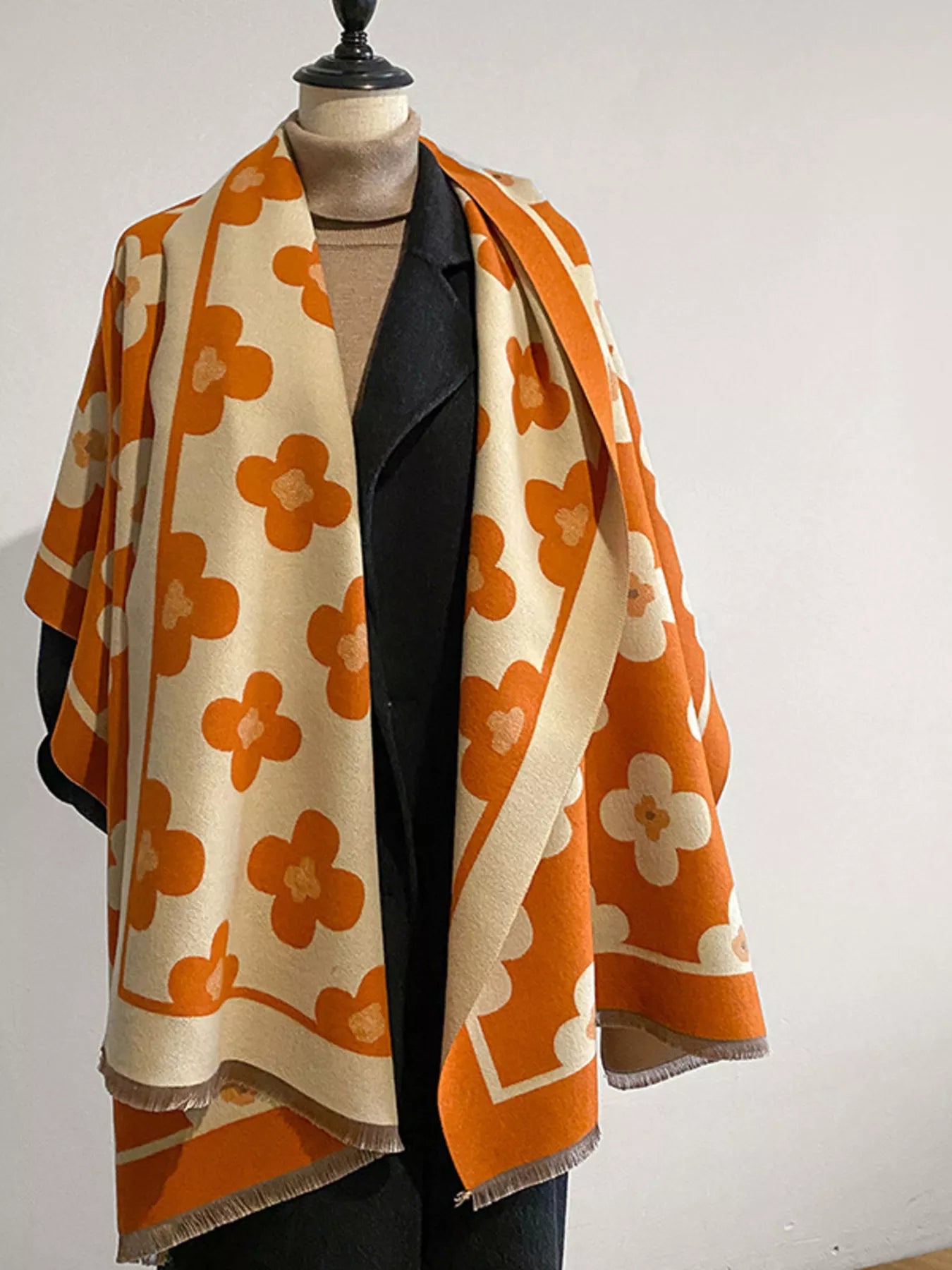 Floral Print Raw Hen Scarf - PBNJ FASHIONS