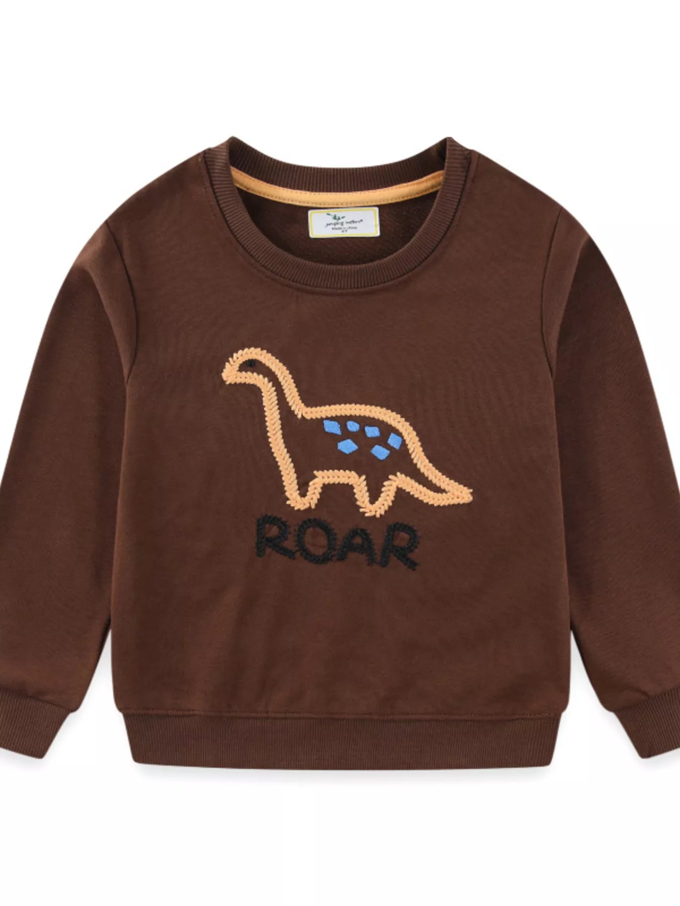 Children's Dinosaur Embroidered Crew Neck Sweatshirt - PBNJ FASHIONS