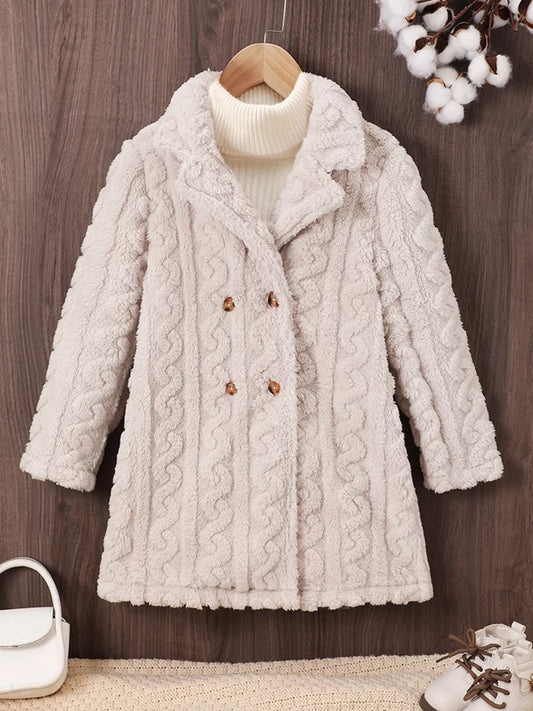 Children's Cozy Textured Double - Breasted Outerwear - PBNJ FASHIONS