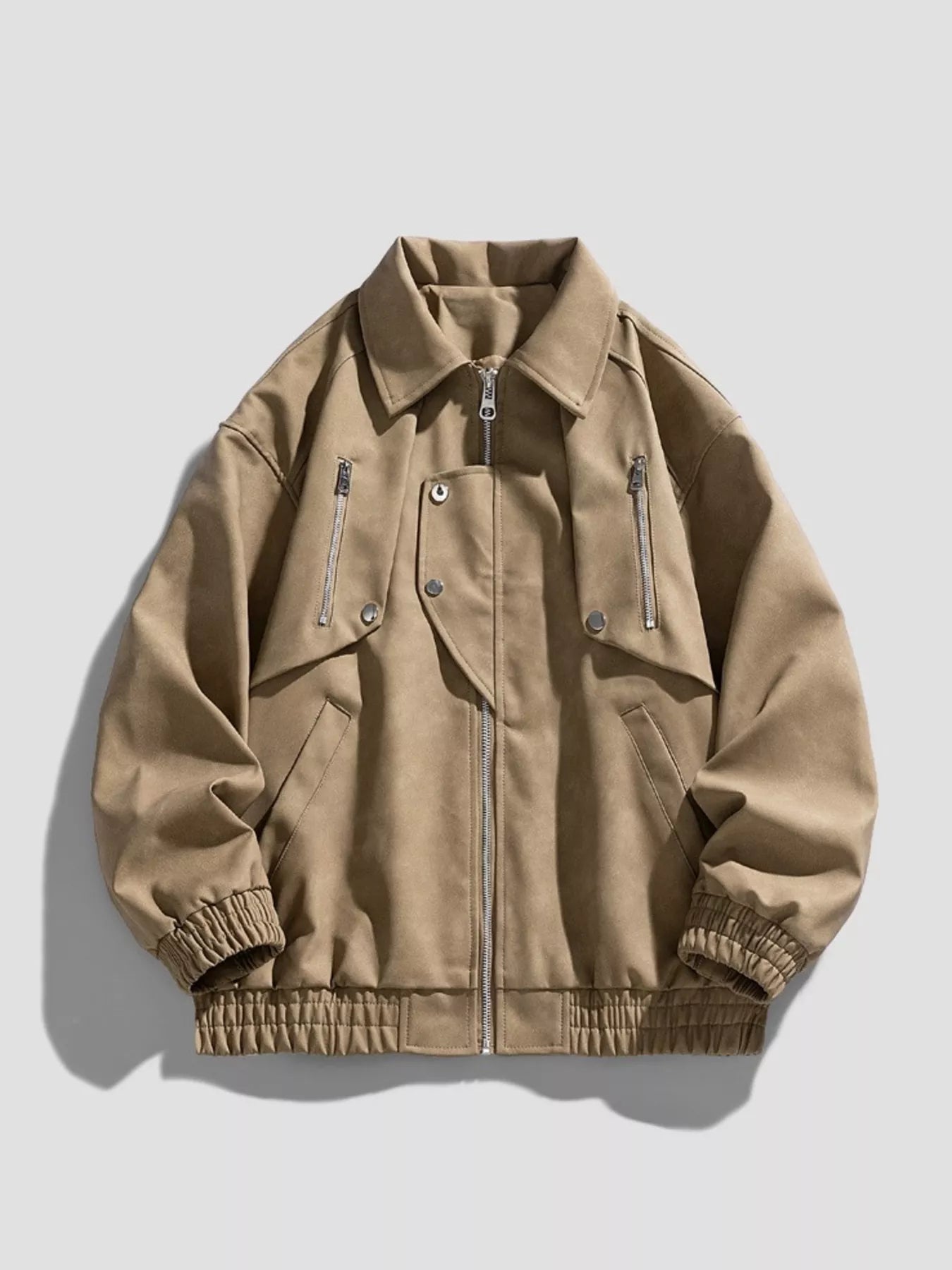 Men's Plus Size Zip - Up Collared Neck Jacket - PBNJ FASHIONS