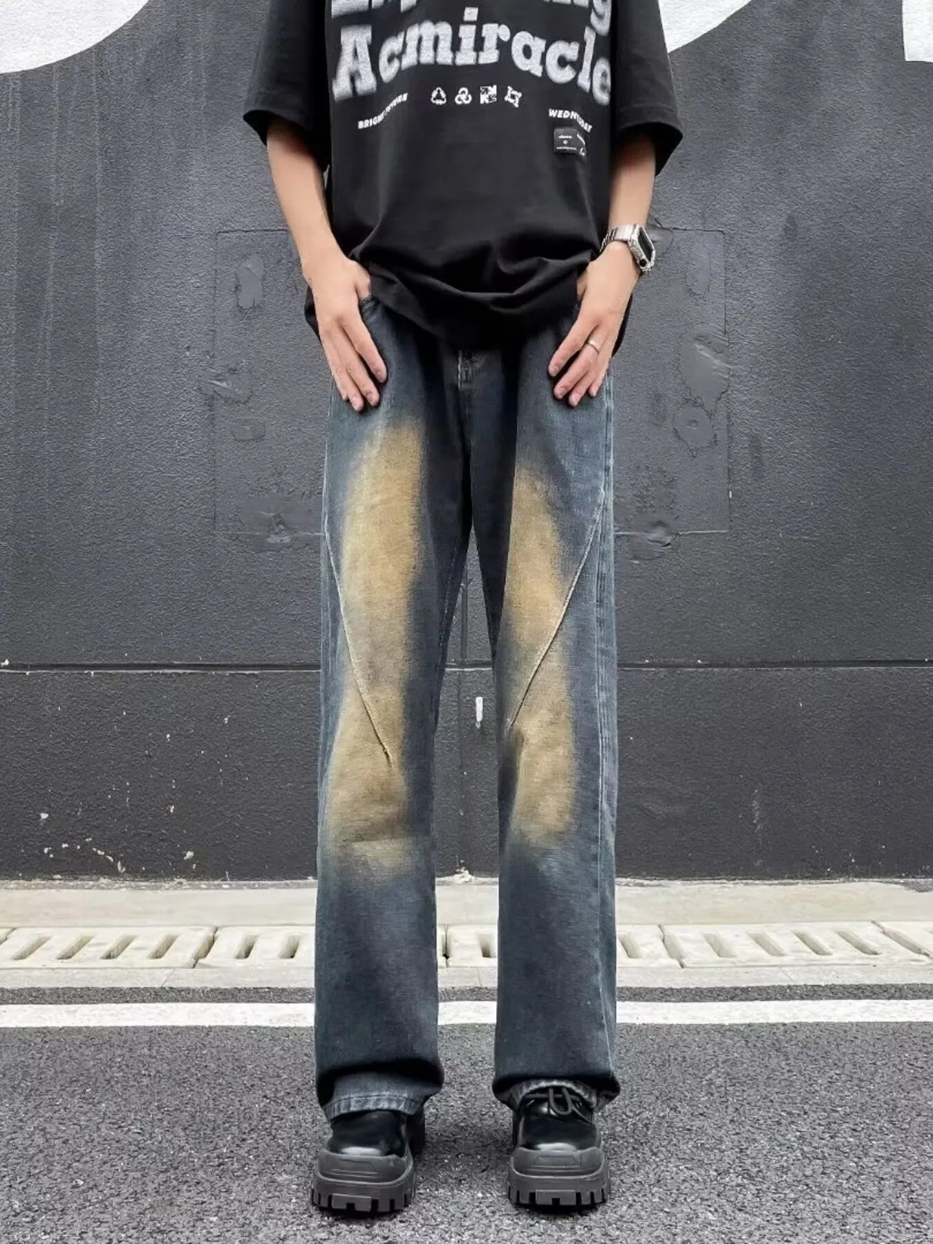 Men's Plus Size Wash Straight Leg Jeans - PBNJ FASHIONS