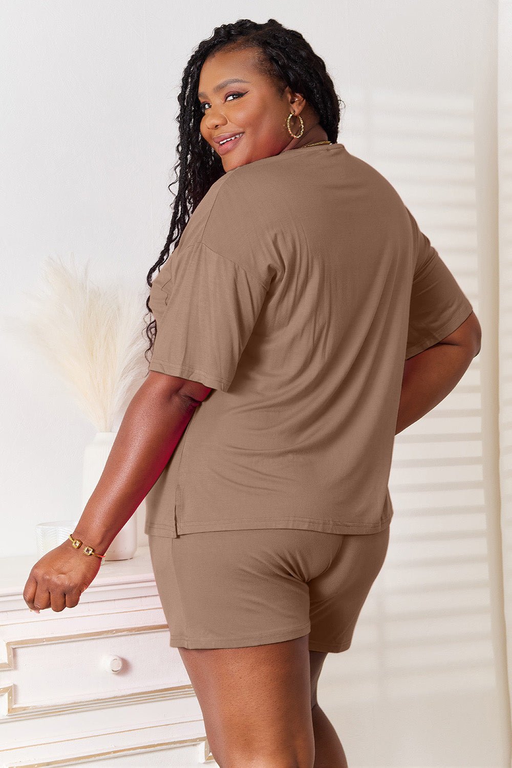 Basic Bae Full Size Soft Rayon Half Sleeve Top and Shorts Set - PBNJ FASHIONS