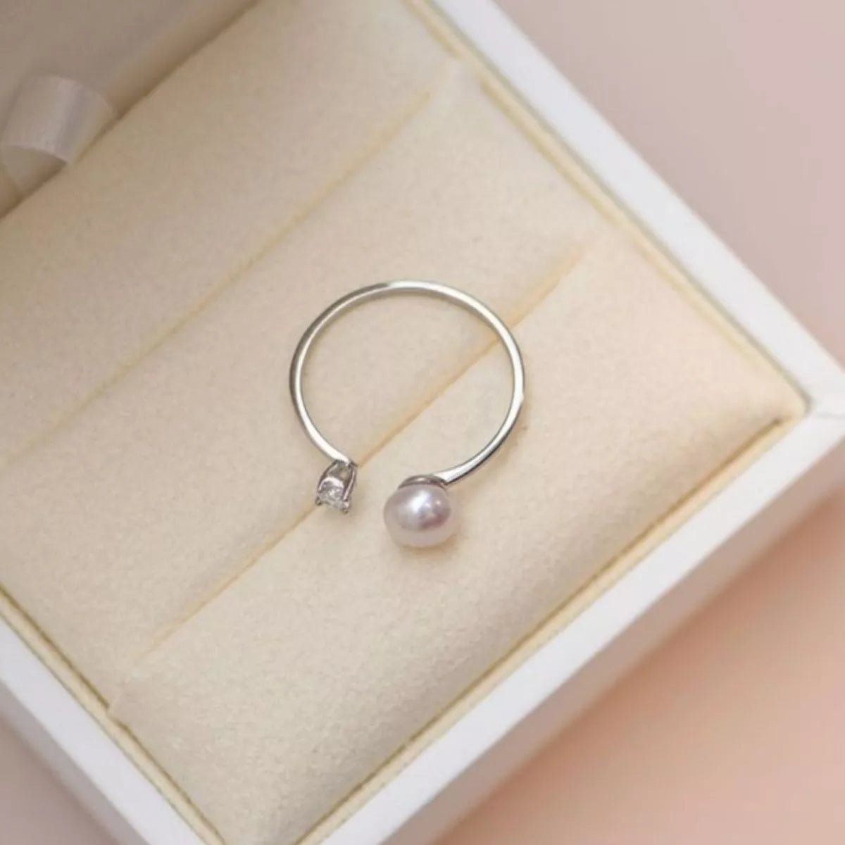 925 Sterling Silver Pearl Open Ring - PBNJ FASHIONS