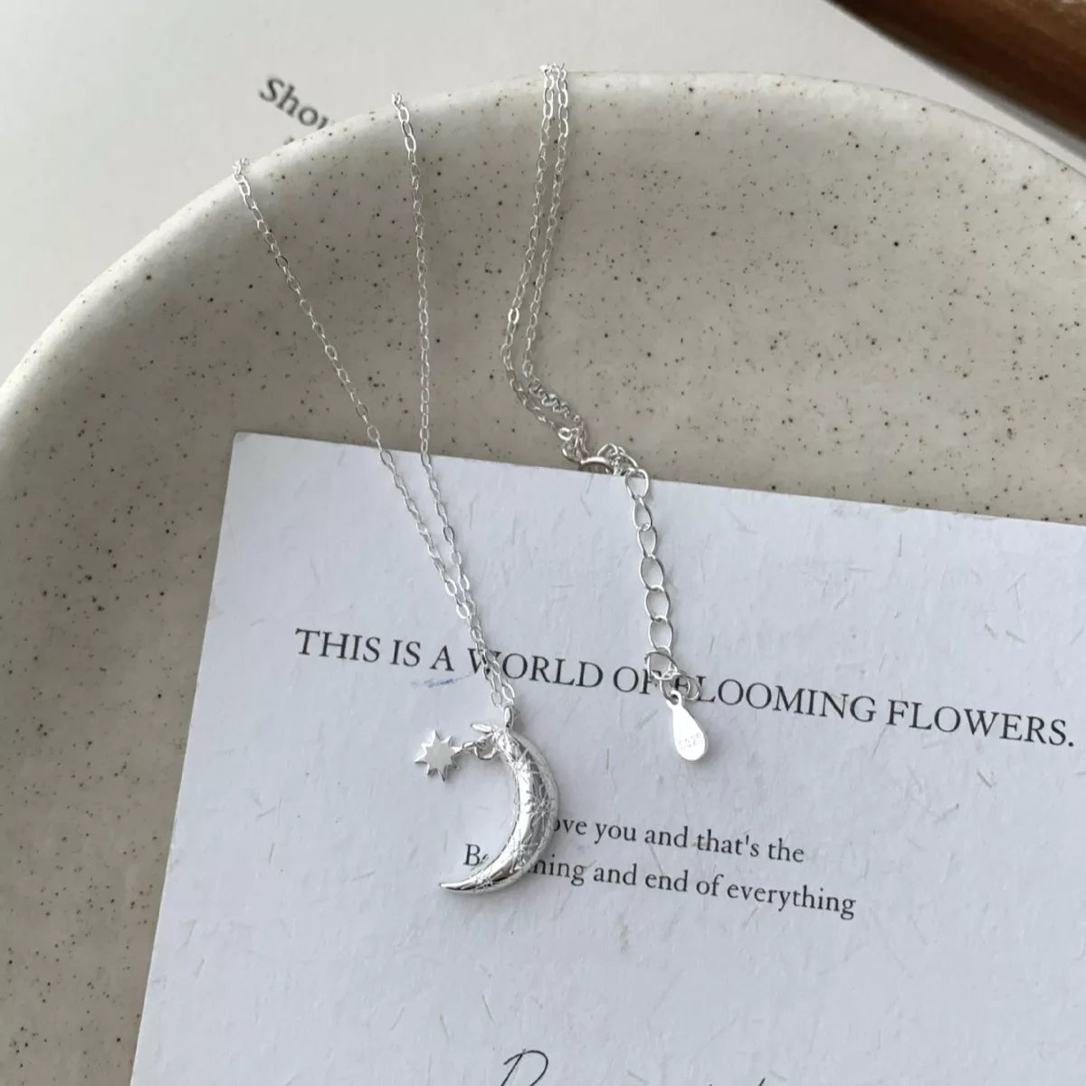 925 Sterling Silver Star Moon Necklace - PBNJ FASHIONS