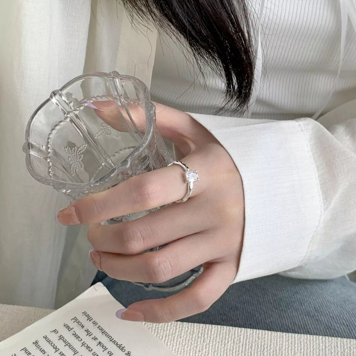 925 Sterling Silver Zircon Geometric Ring - PBNJ FASHIONS