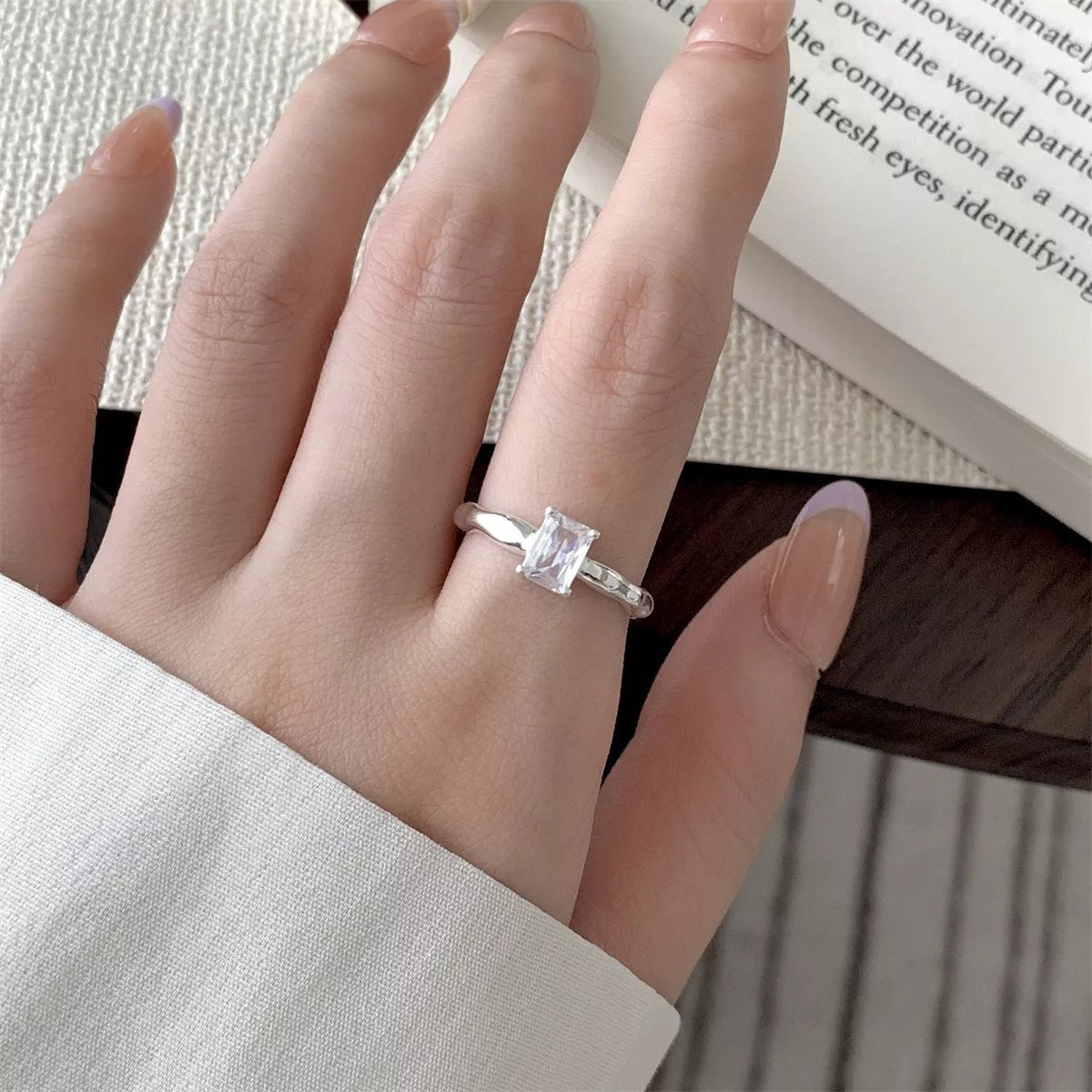 925 Sterling Silver Zircon Geometric Ring - PBNJ FASHIONS