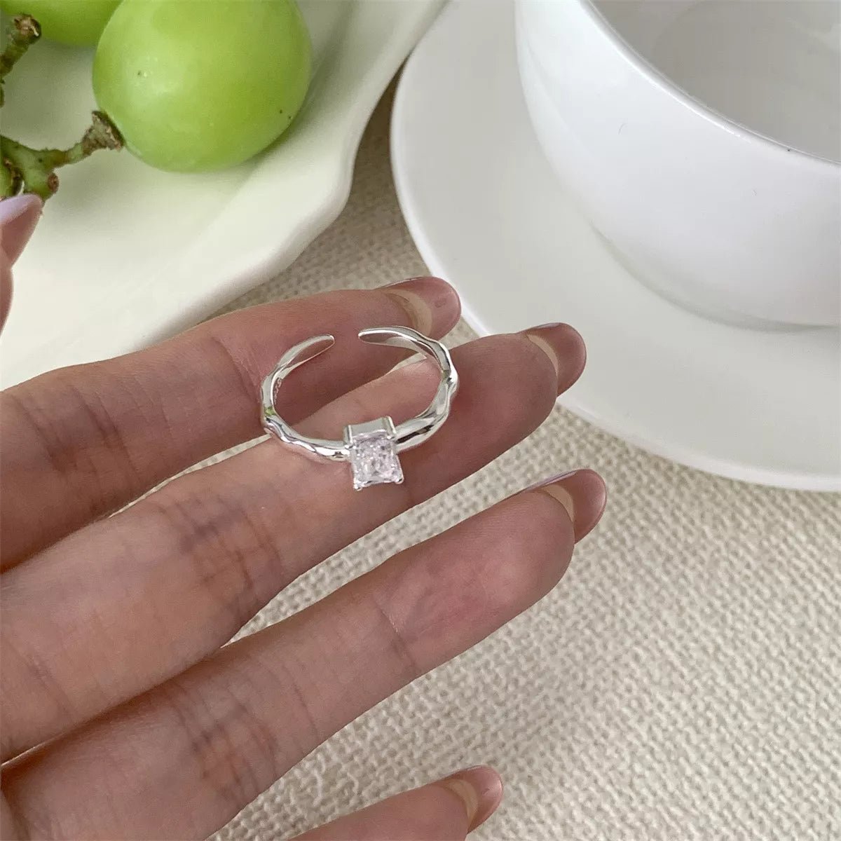 925 Sterling Silver Zircon Geometric Ring - PBNJ FASHIONS