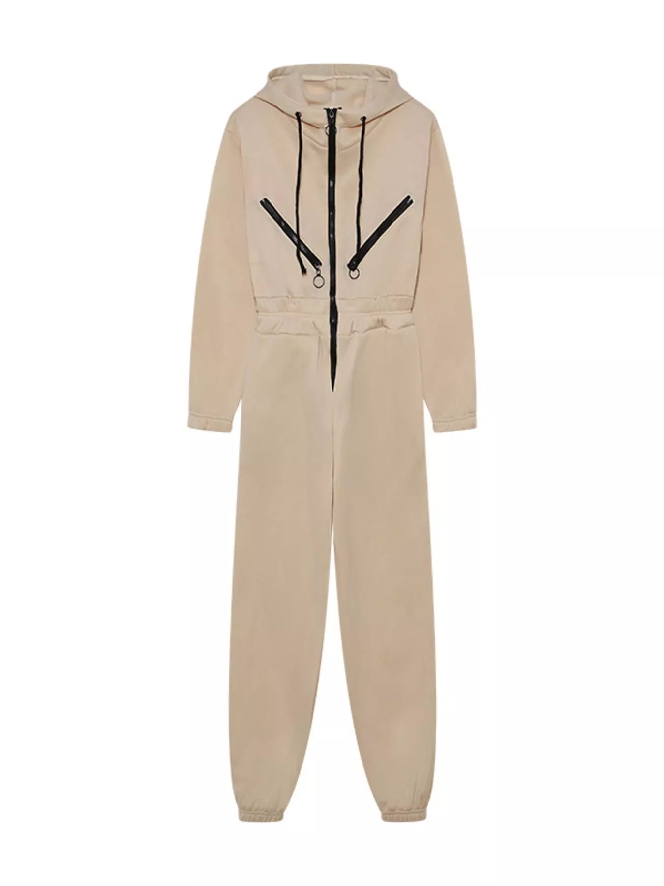 Hooded Zip - Up Long Sleeve Jumpsuit - PBNJ FASHIONS