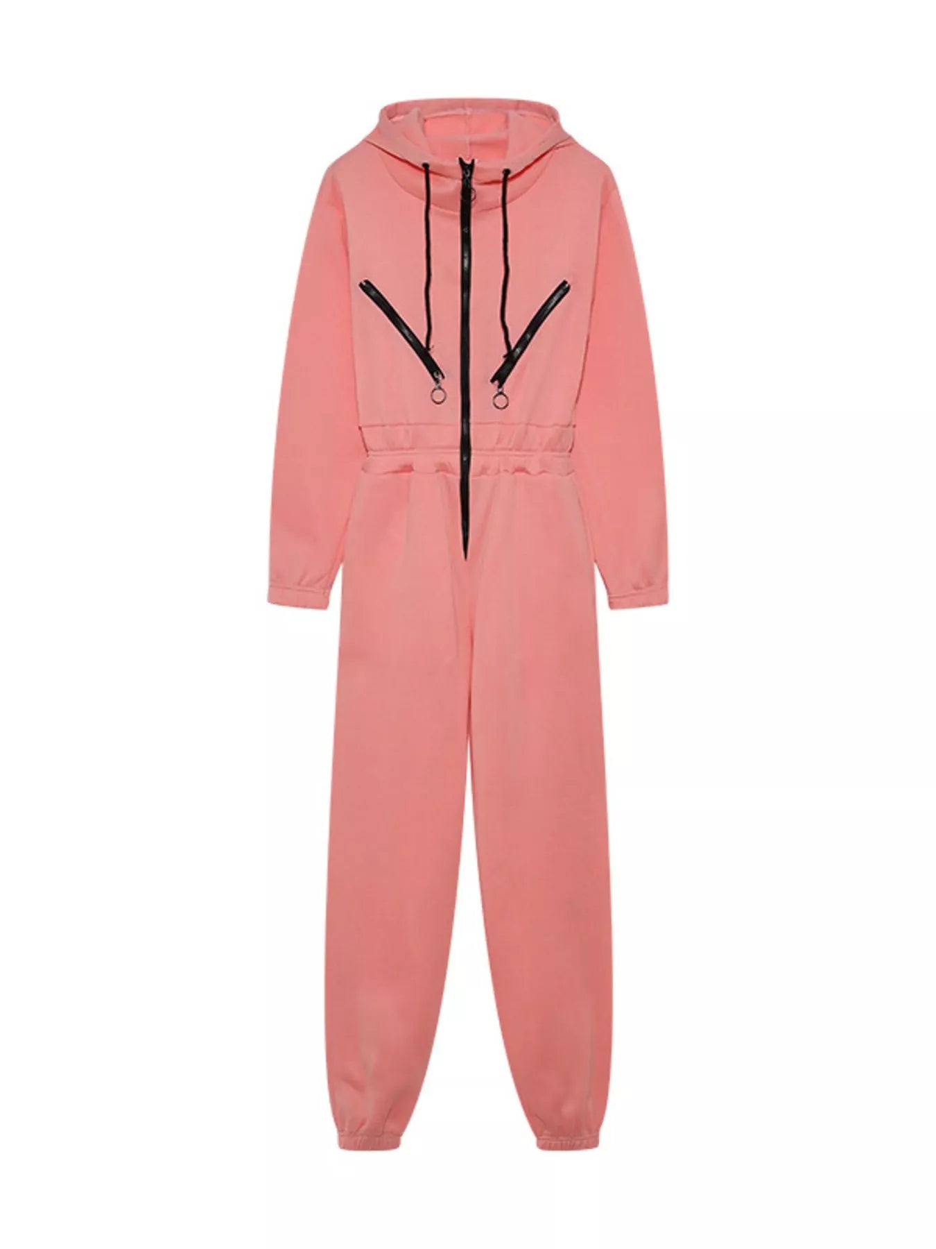 Hooded Zip - Up Long Sleeve Jumpsuit - PBNJ FASHIONS