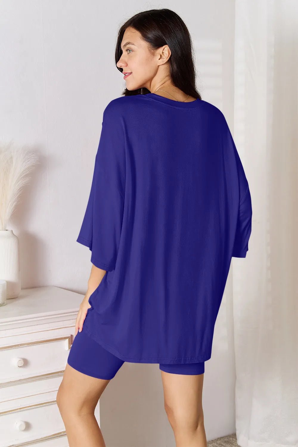 Basic Bae Full Size Soft Rayon Three - Quarter Sleeve Top and Shorts Set - PBNJ FASHIONS