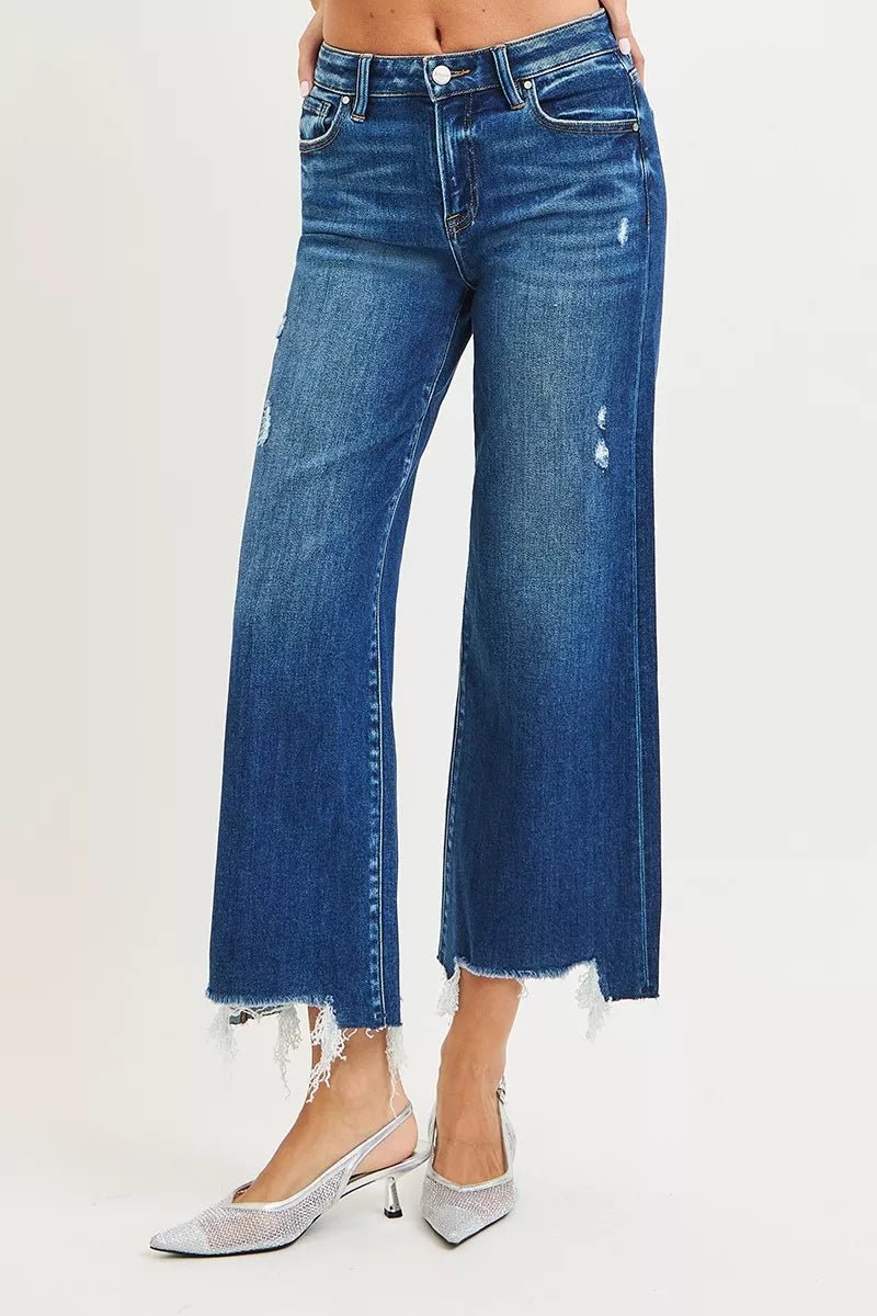 RISEN High Rise Crop Wide Leg Jeans - PBNJ FASHIONS