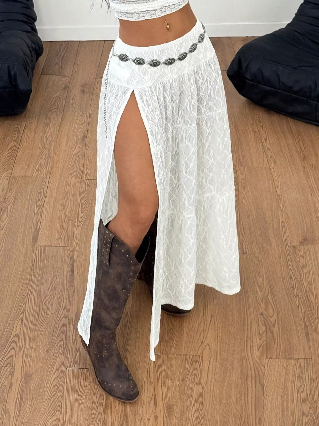 Lace Slit Maxi Skirt - PBNJ FASHIONS