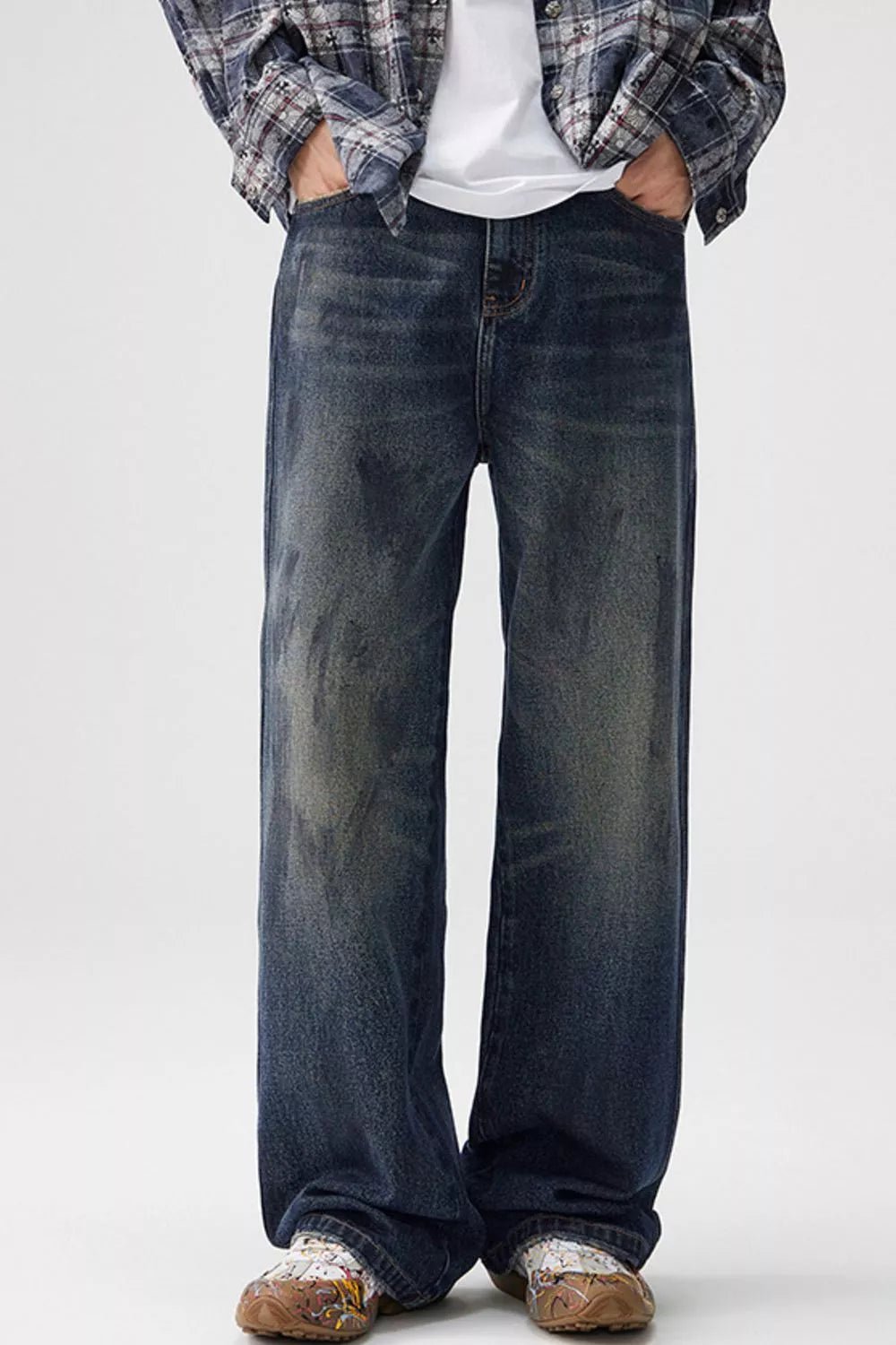 Men's Wash Wide Leg Jeans - PBNJ FASHIONS