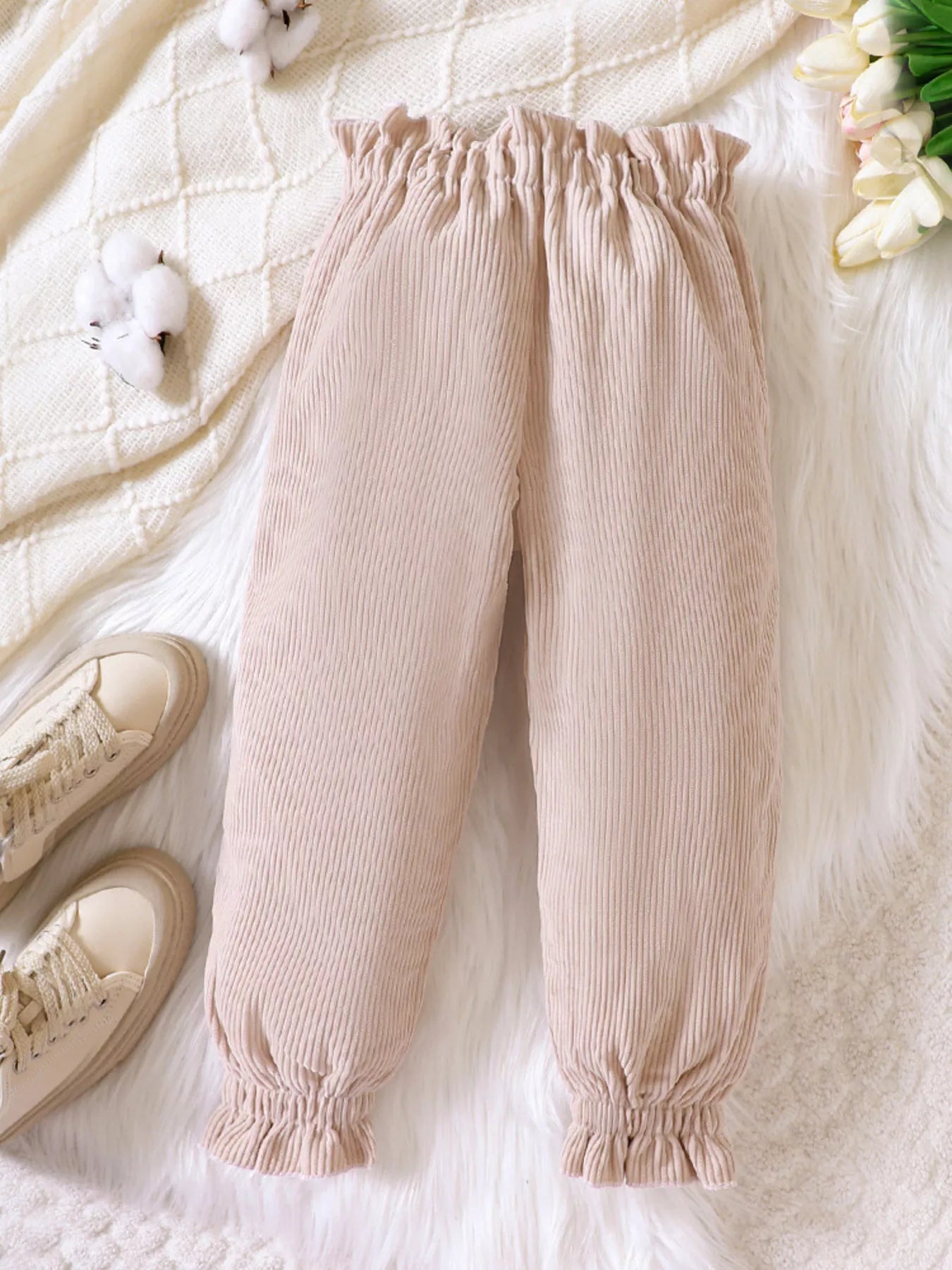 Children's Ruffled Hem Corduroy Pants - PBNJ FASHIONS