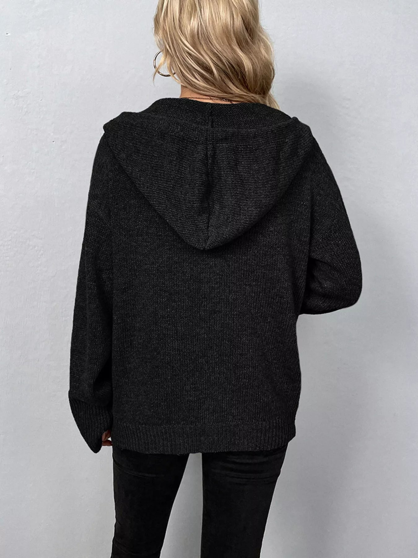 Full Size Cozy Knit Hooded Button - Down Cardigan Plus Size - PBNJ FASHIONS