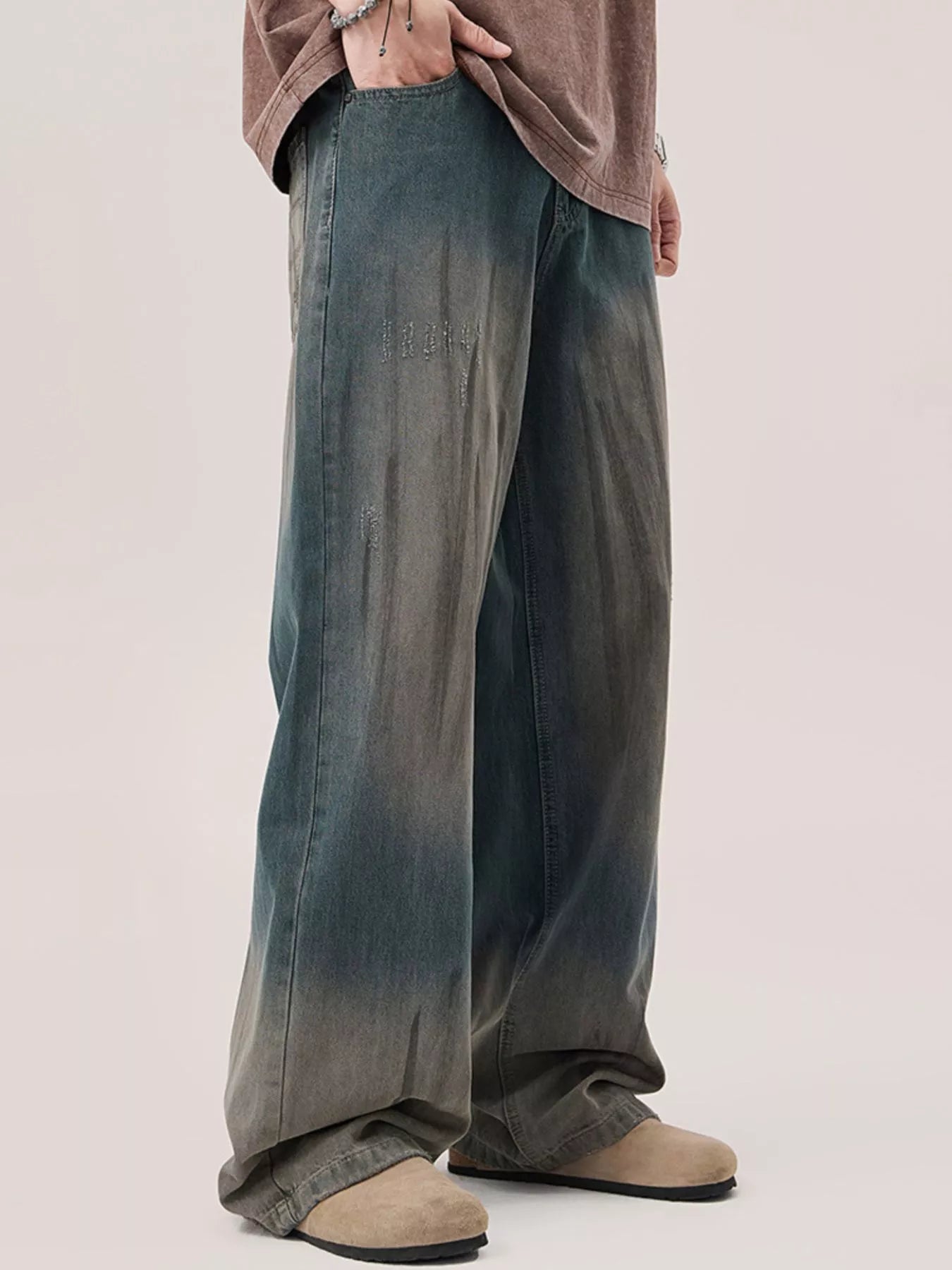 Men's Gradient Wash Wide Leg Jeans - PBNJ FASHIONS