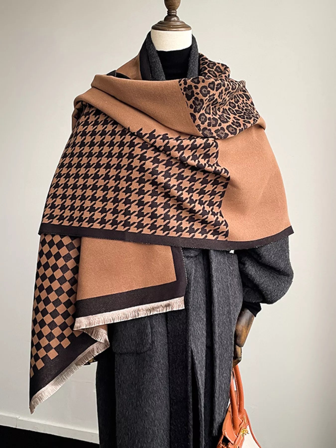 Checkered Raw Hem Scarf - PBNJ FASHIONS