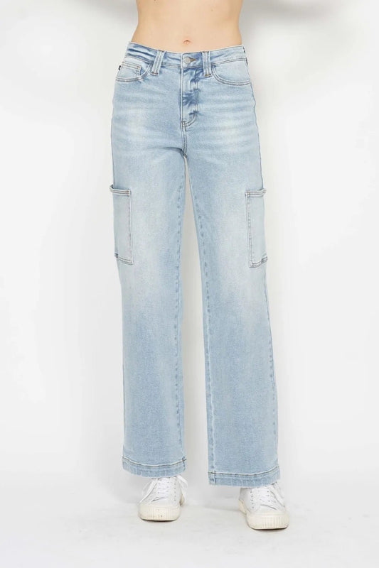 Judy Blue Full Size High Waist Straight Cargo Jeans - PBNJ FASHIONS