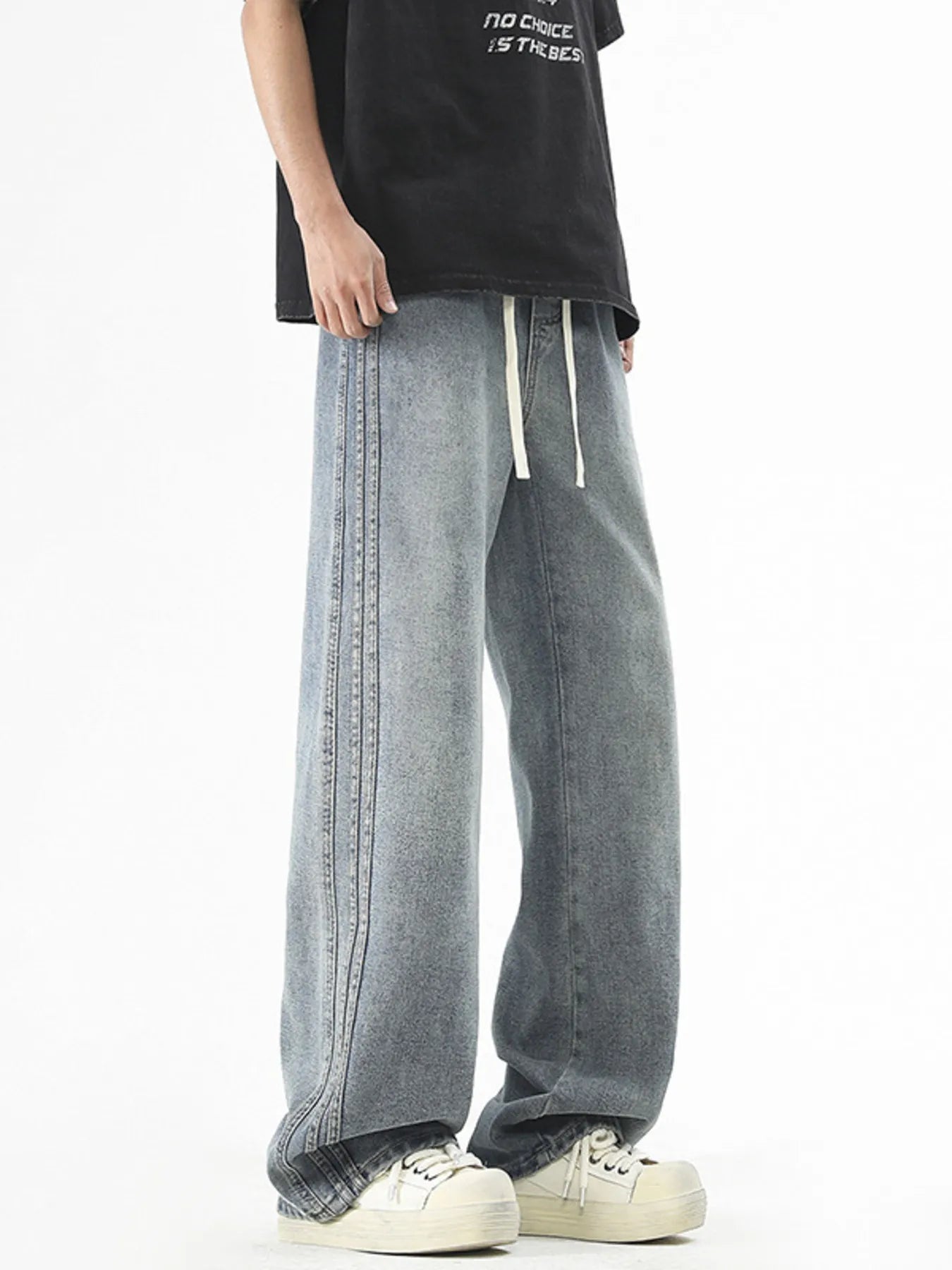 Men's Plus Size Vintage Wash Wide Leg Jeans - PBNJ FASHIONS