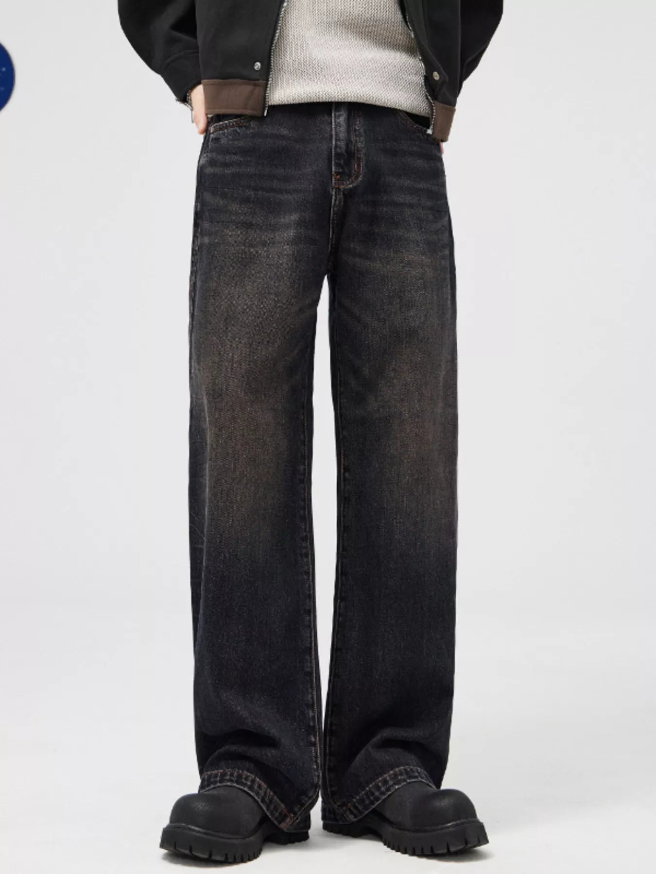 Men's Vintage Wash Wide Leg Jeans - PBNJ FASHIONS