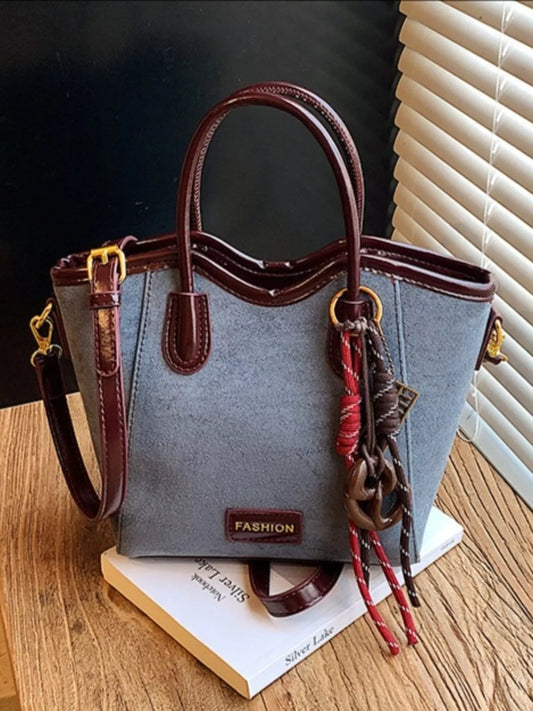Suede Leather Strap Tote Bag - PBNJ FASHIONS