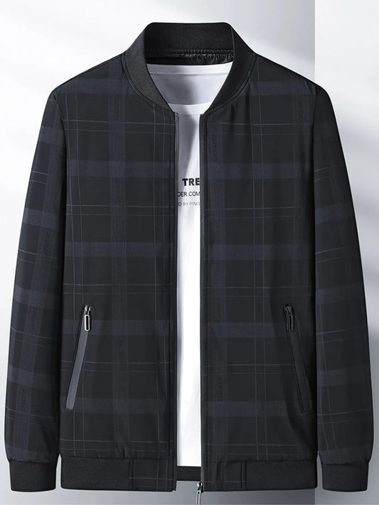 Men's Plus Size Plaid Lightweight Bomber Jacket - PBNJ FASHIONS