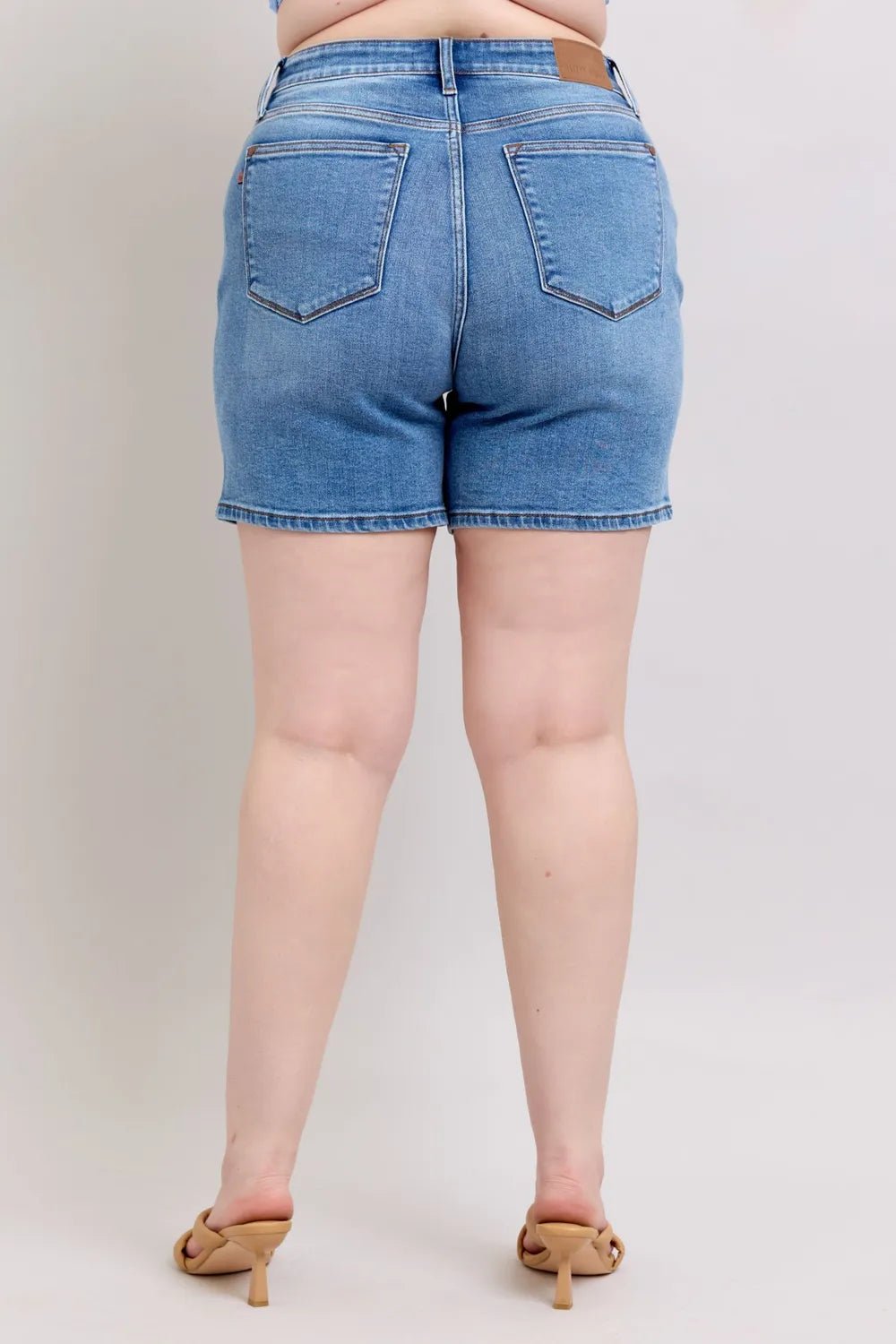 Judy Blue Full Size 2 Button Denim Shorts with Pockets Plus Size - PBNJ FASHIONS
