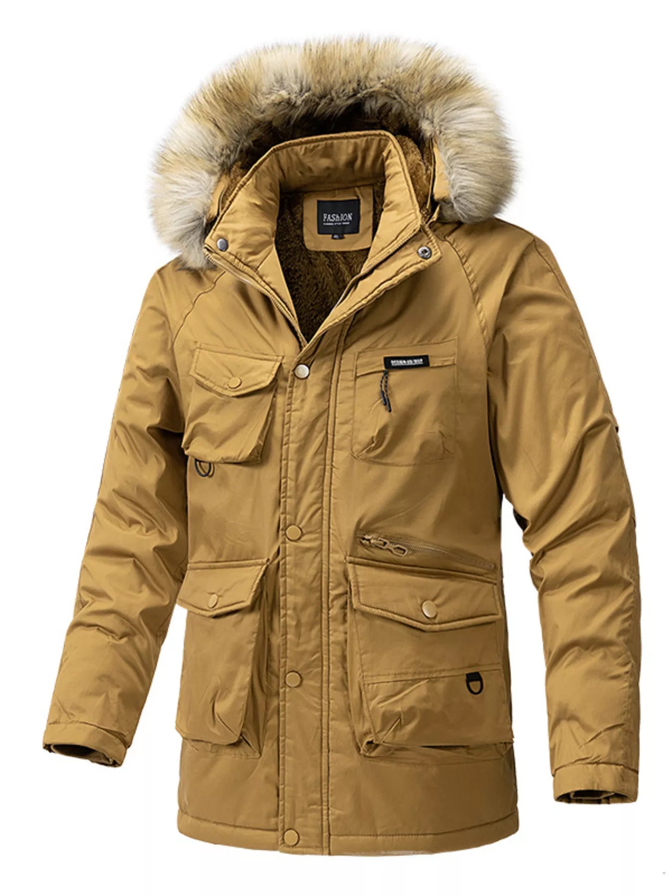 Men's Plus Size Fur Hooded Winter Parka Coat - PBNJ FASHIONS