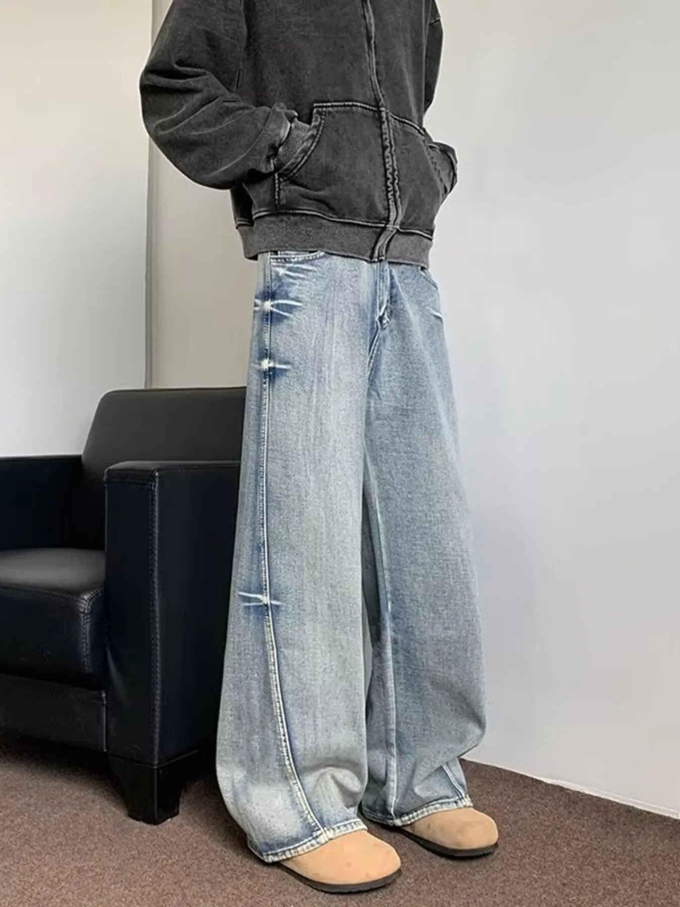 Men's Full Size Wash Wide Leg Jeans Plus Size - PBNJ FASHIONS