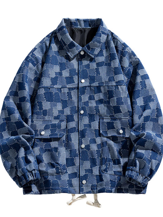Men's Full Size Snap Down Denim Jacket Plus Size - PBNJ FASHIONS