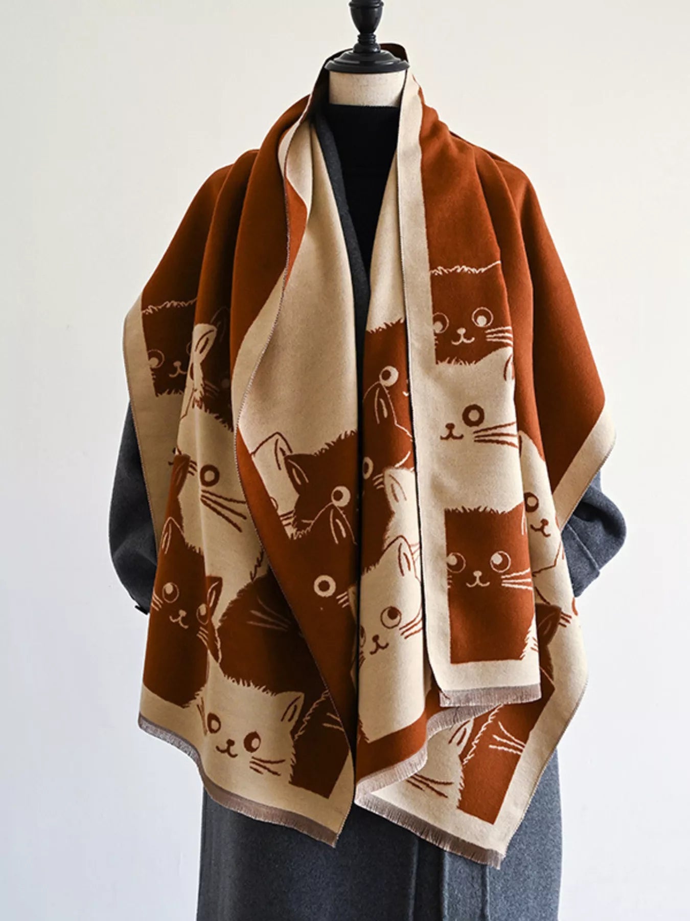 Cute Cat Pattern Knitted Scarf - PBNJ FASHIONS