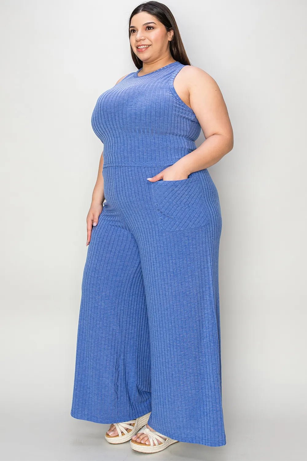 Basic Bae Full Size Ribbed Tank and Wide Leg Pants Set - PBNJ FASHIONS