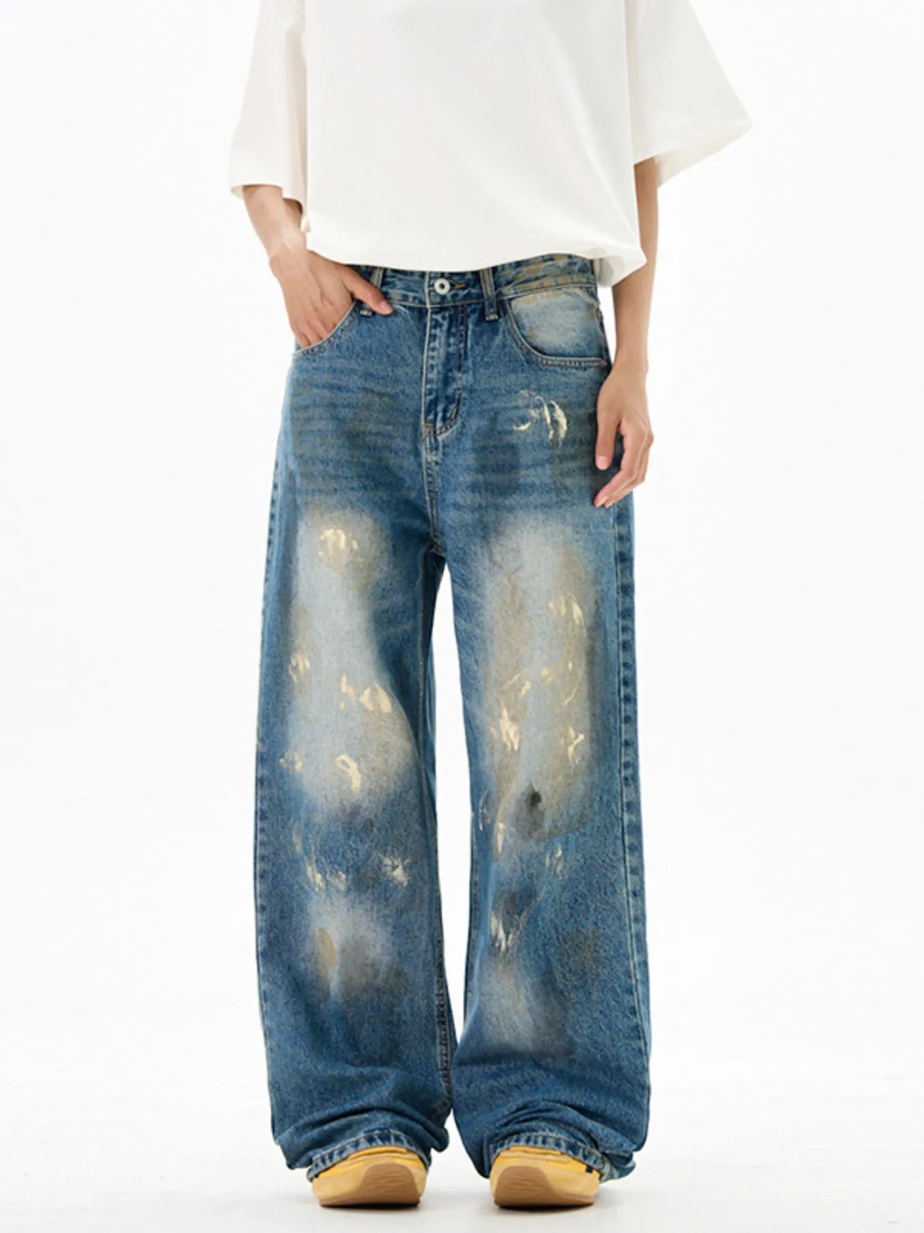 Men's Wide Leg Jeans, 100% Cotton, Slightly Stretchy, Machine Wash Cold - PBNJ FASHIONS