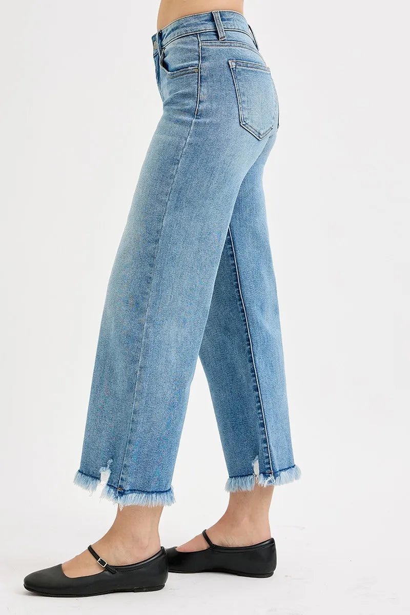 RISEN Full Size Mid Rise Crop Wide Leg Jeans Plus Size - PBNJ FASHIONS