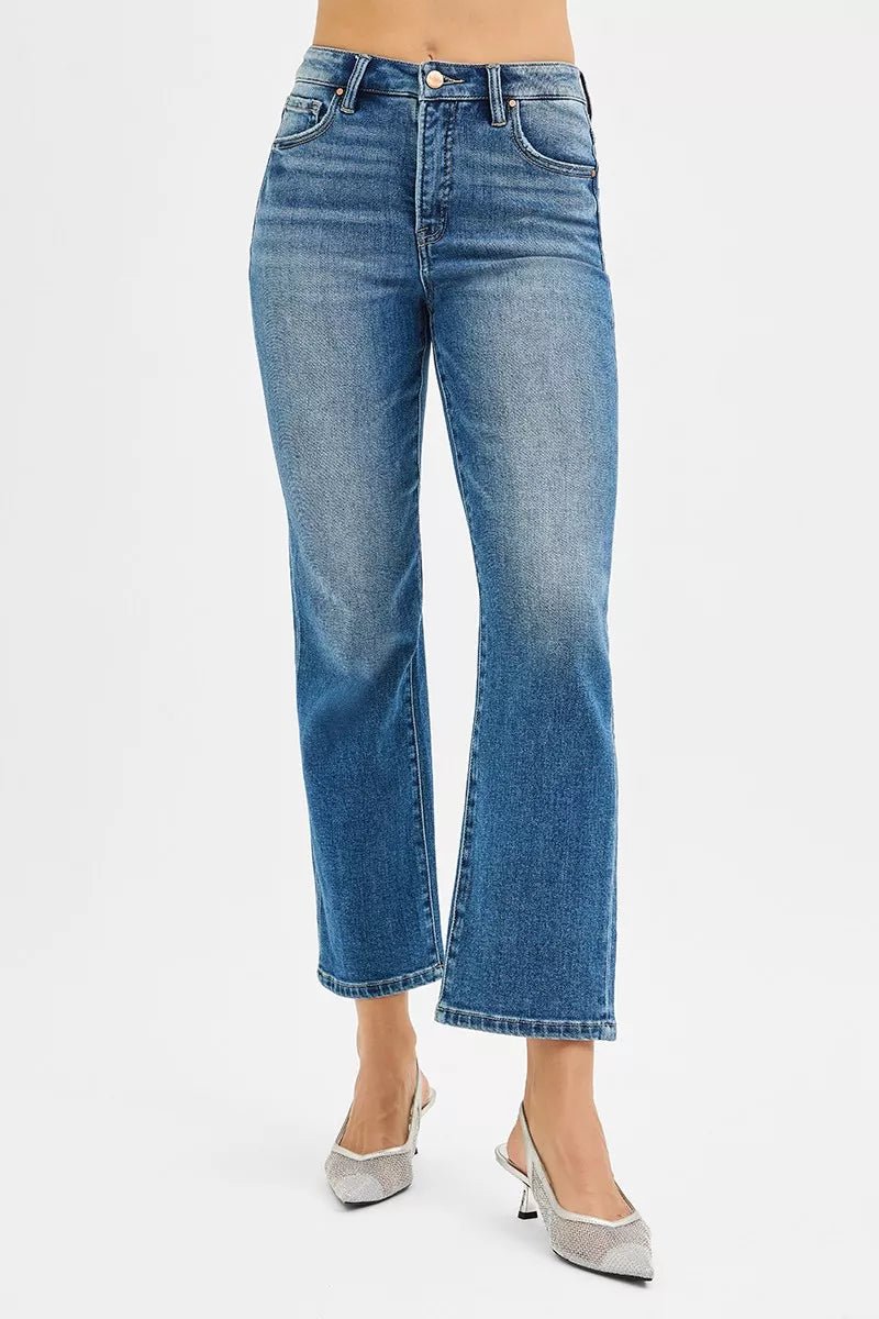 RISEN Tummy Control High Rise Crop Straight Jeans - PBNJ FASHIONS