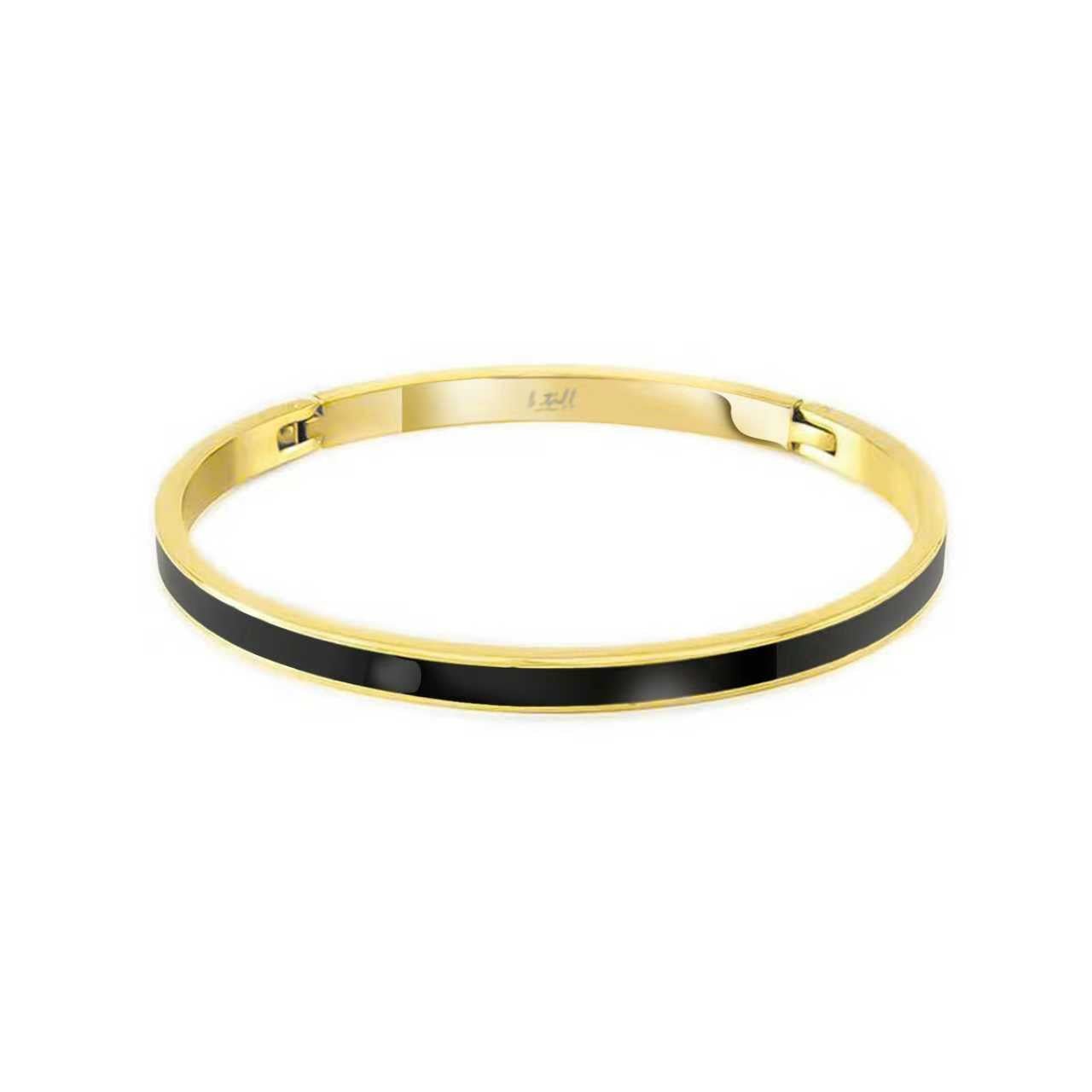 BG301GB B.Tiff "The Hamptons" Black Enamel Gold Bangle Bracelet - PBNJ FASHIONS