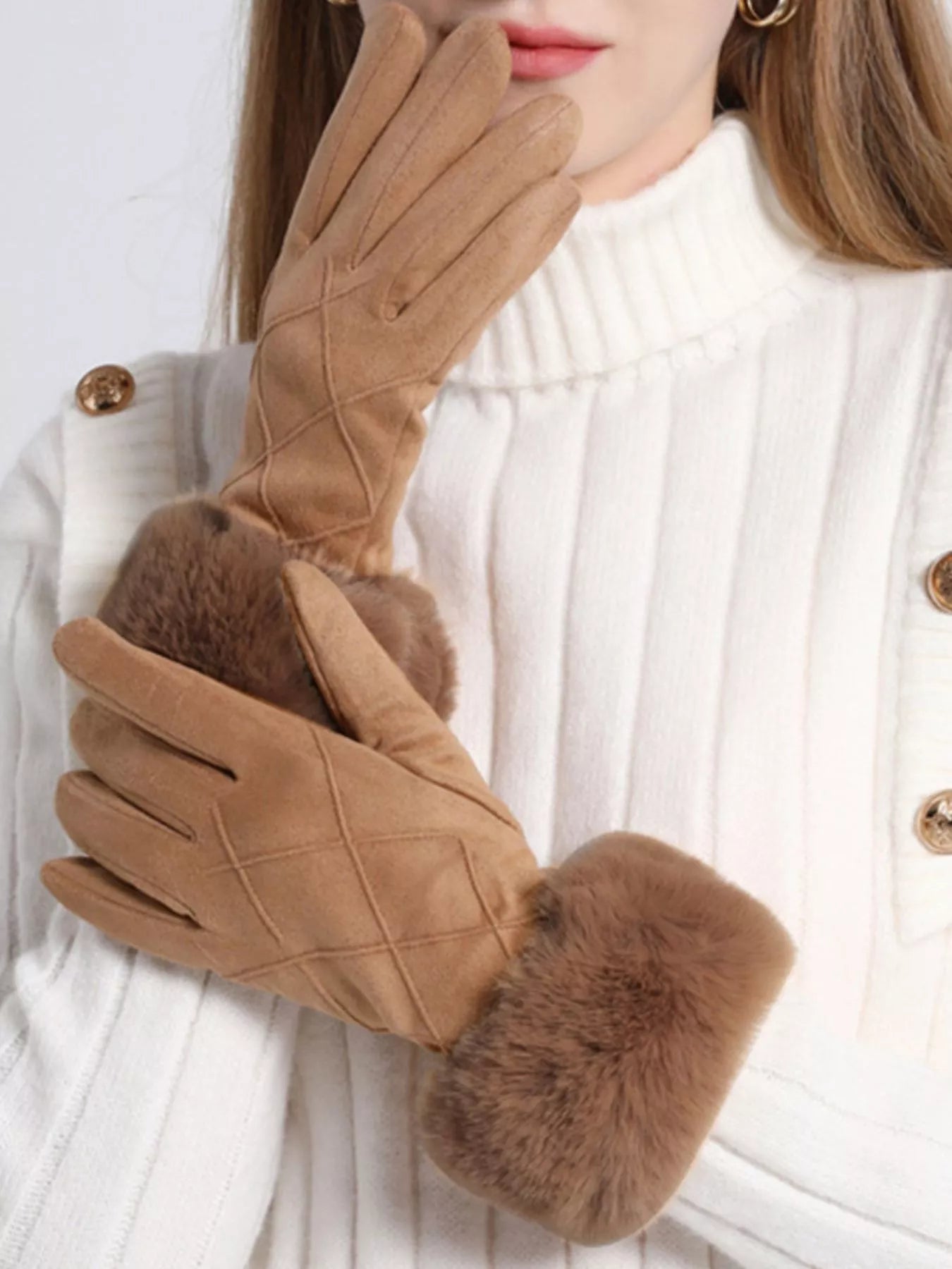Fur Cuff Suede Gloves - PBNJ FASHIONS